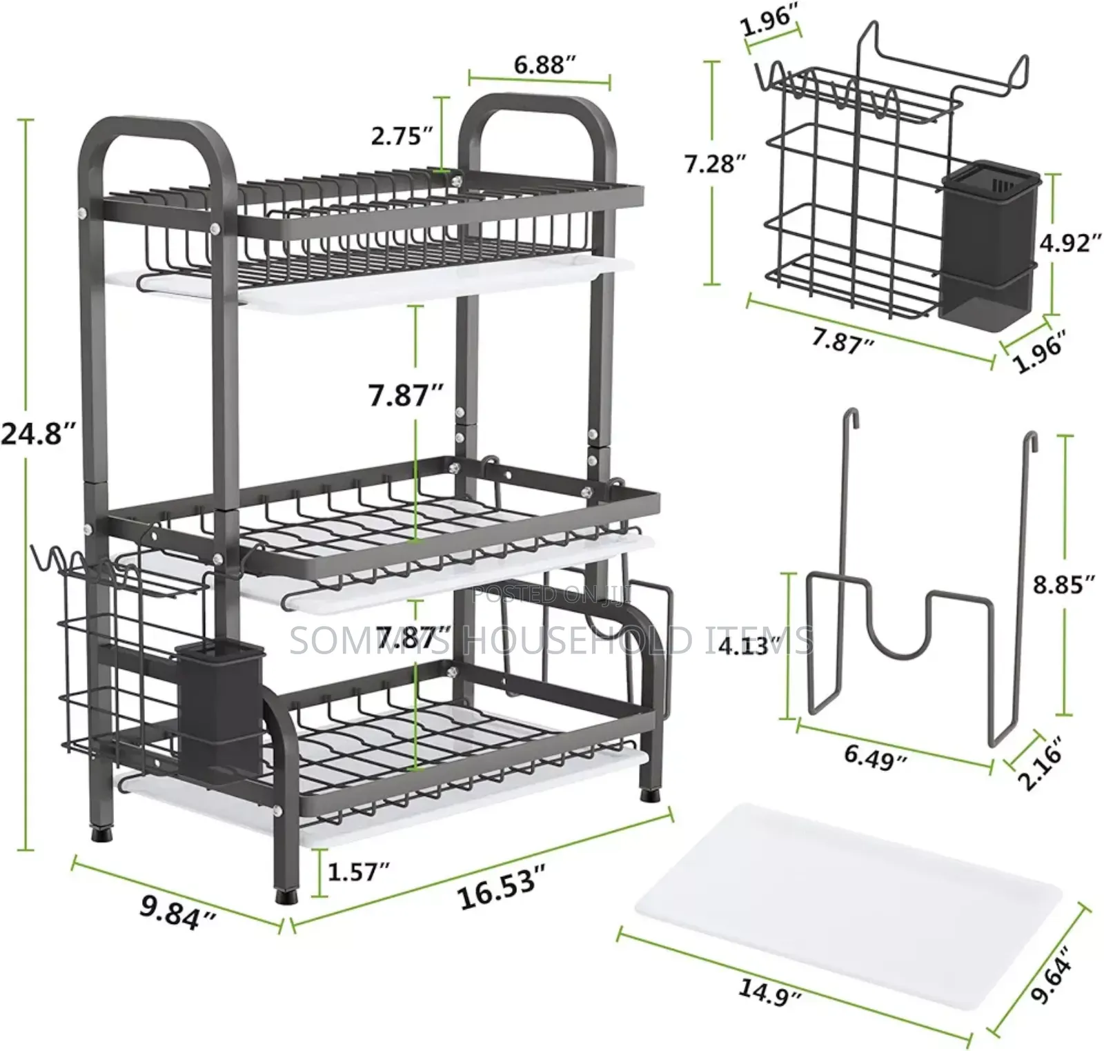 3layers Plate Rack With Draining Tray