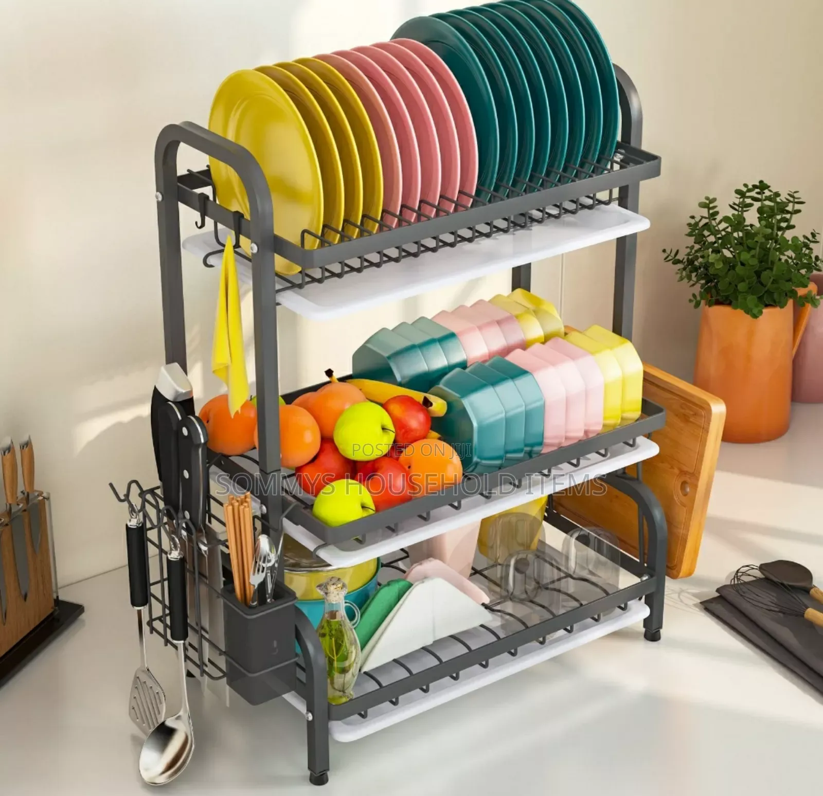 3layers Plate Rack With Draining Tray