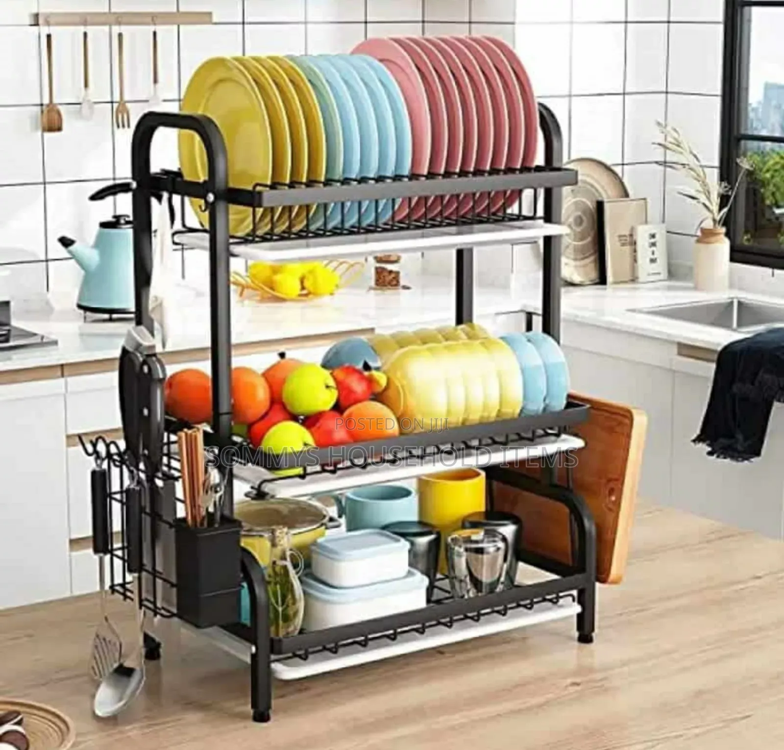3layers Plate Rack With Draining Tray