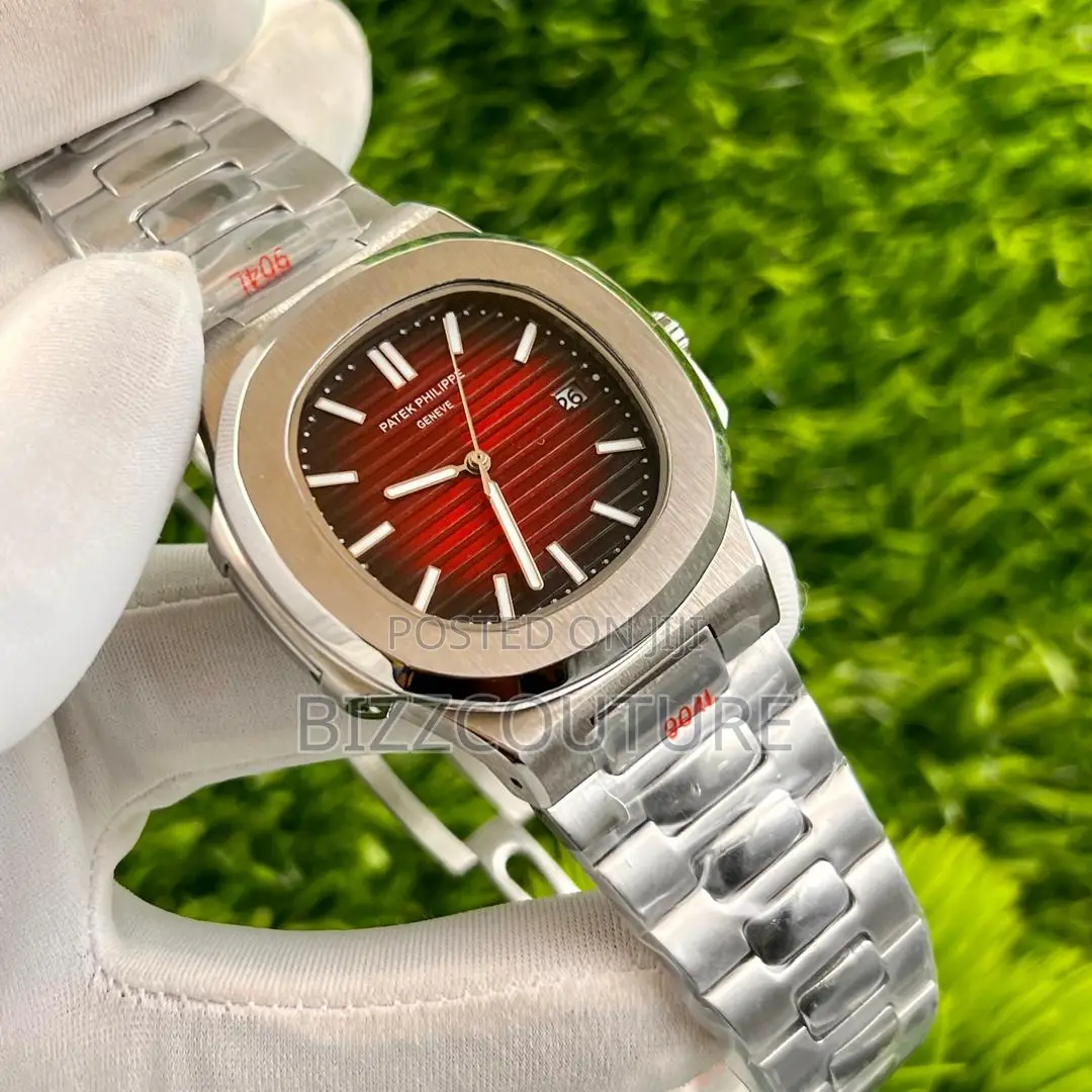 Original Patek Philippe Red Dail Silver Chain Watch in Store