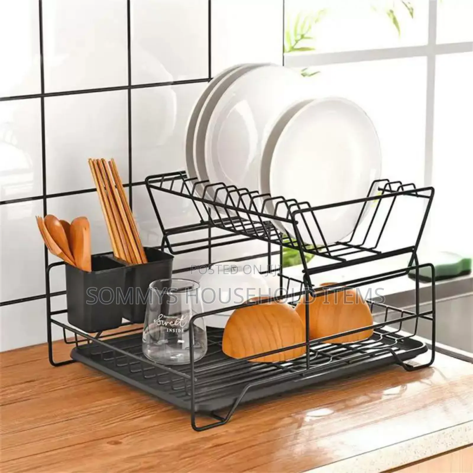 2tier Plate Rack With Cutlery Holder