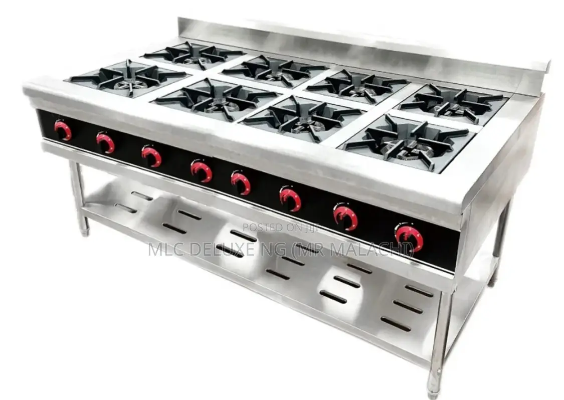 8 Burners Industrial Gas Cooker (Restaurant/Hotel)Blue Flame
