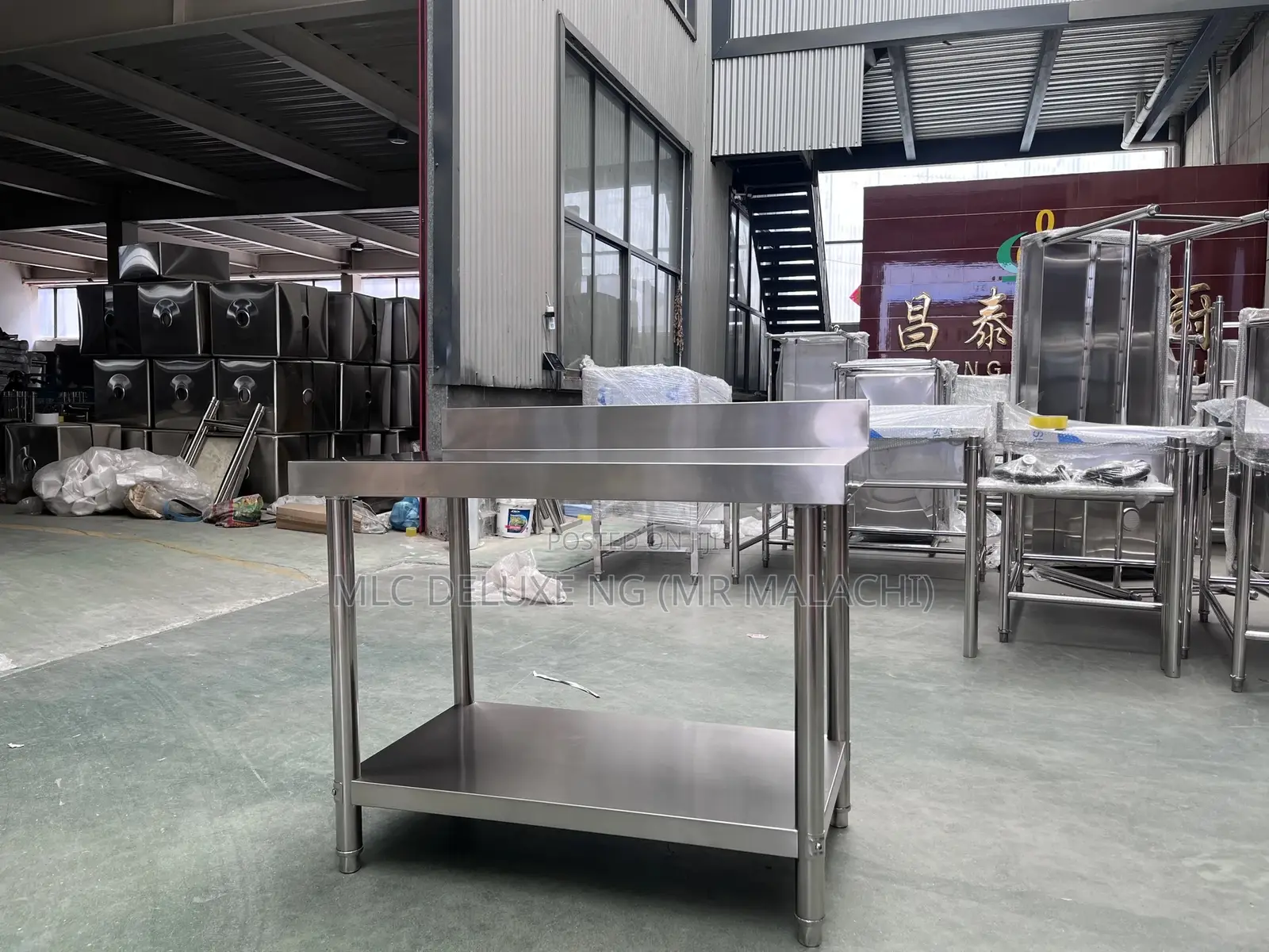 3ft Utility Steel Kitchen Table With Back Splash (Stainless)