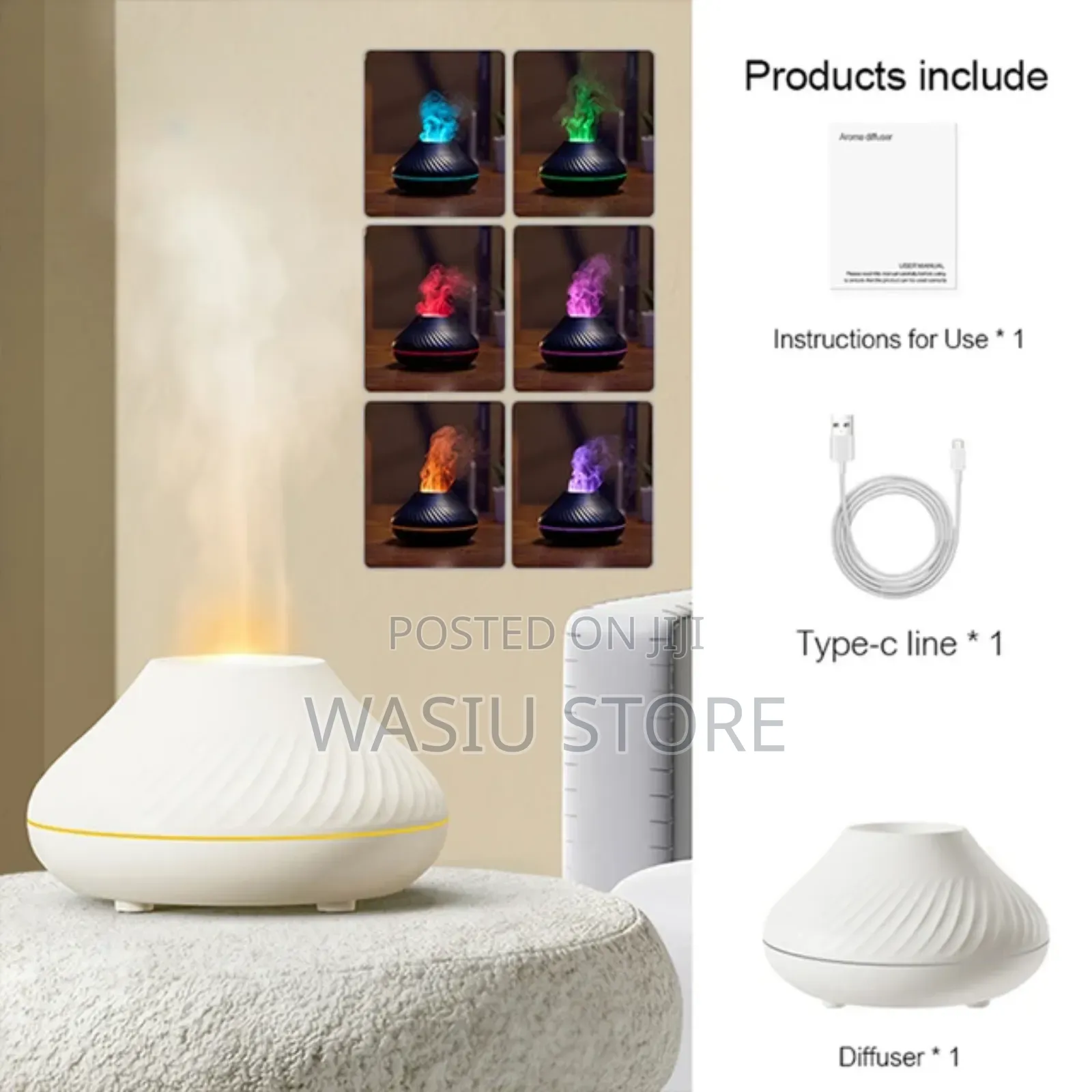 Round Flame Aroma Diffuser With Free Oil