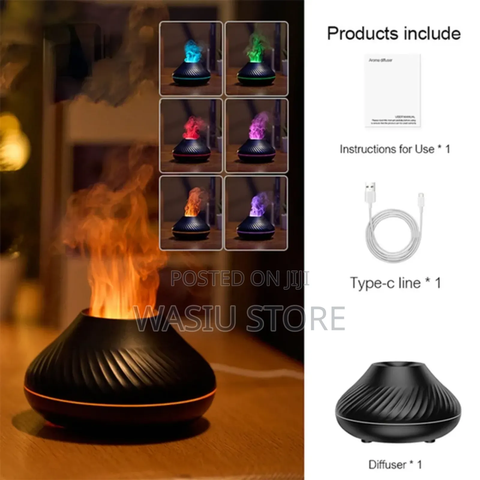Round Flame Aroma Diffuser With Free Oil