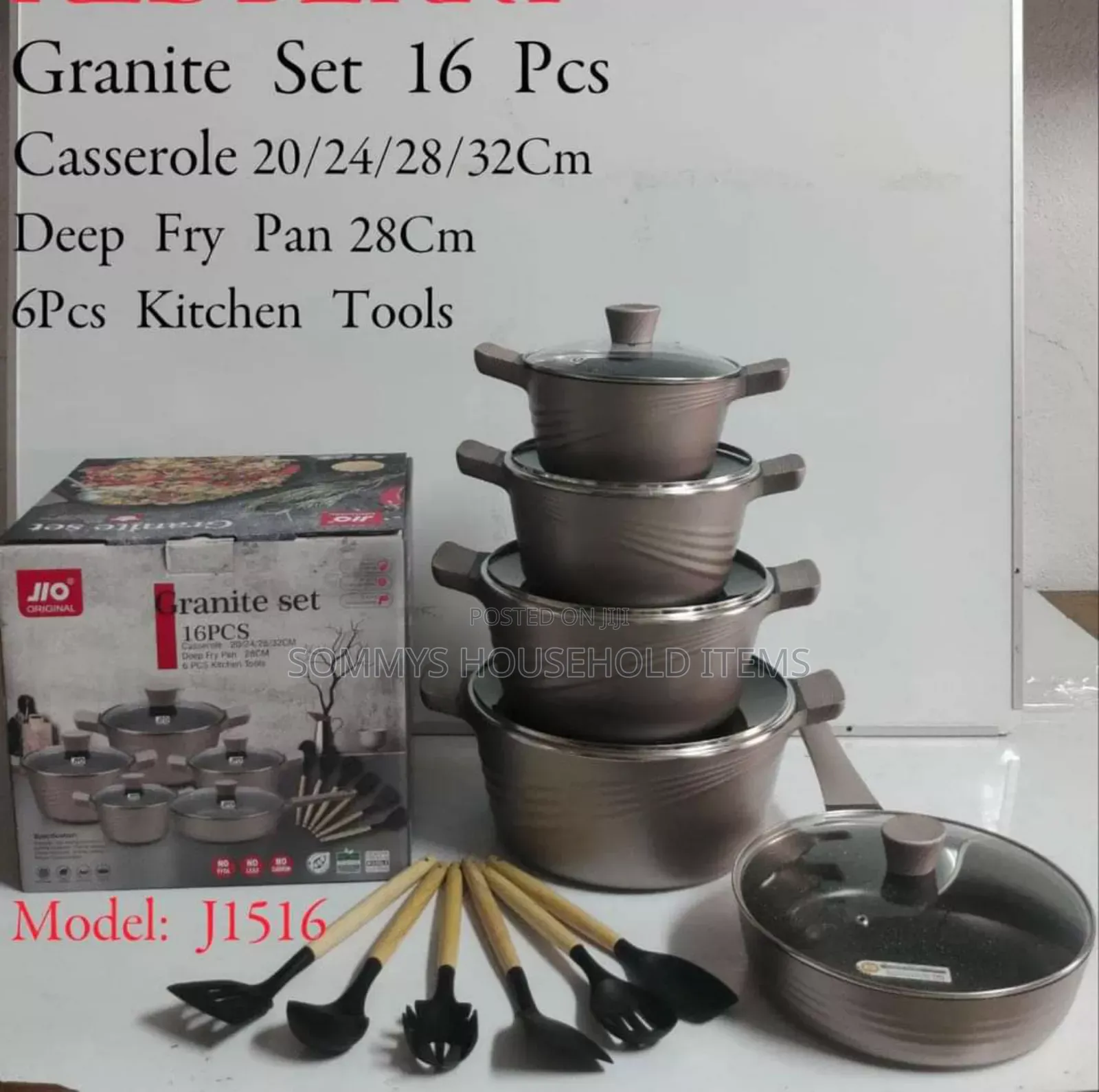 16pcs Granite Cookware Pots-With Silicon Spoons