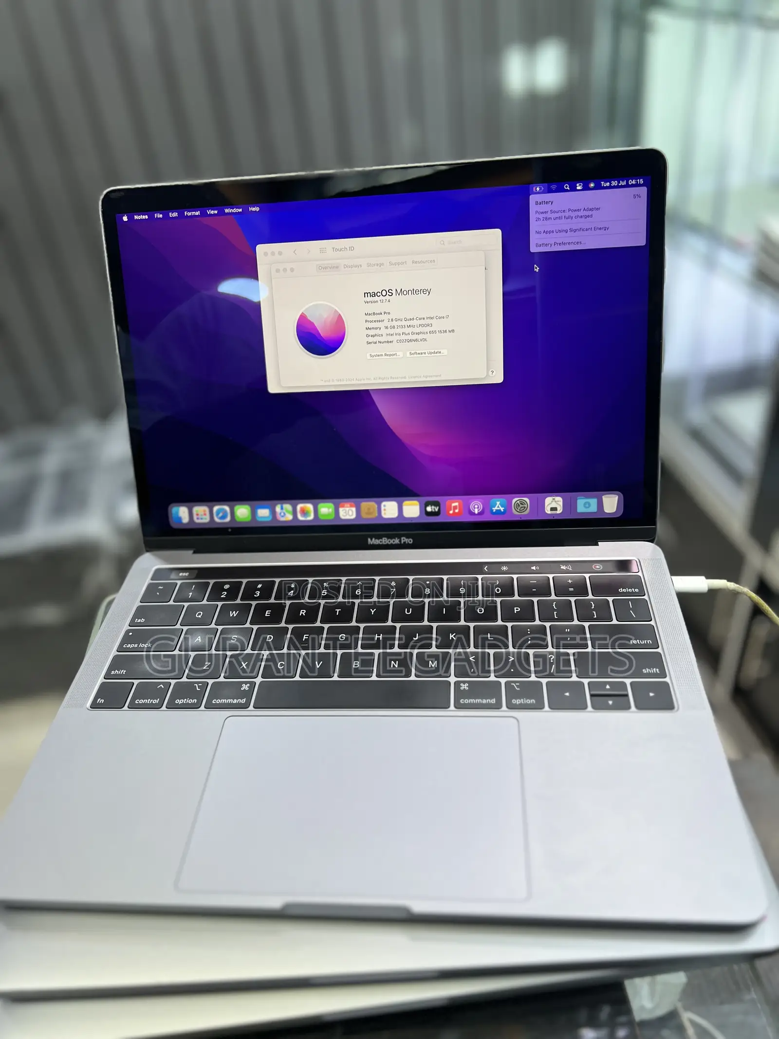 Laptop Apple MacBook Pro 2019 16GB Intel Core i7 SSD 512GB