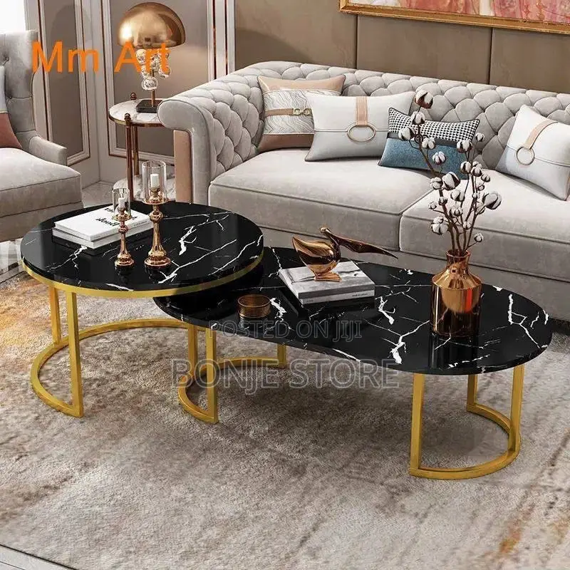 Nordic Faux Marble - MDF Wood Twin Center Table