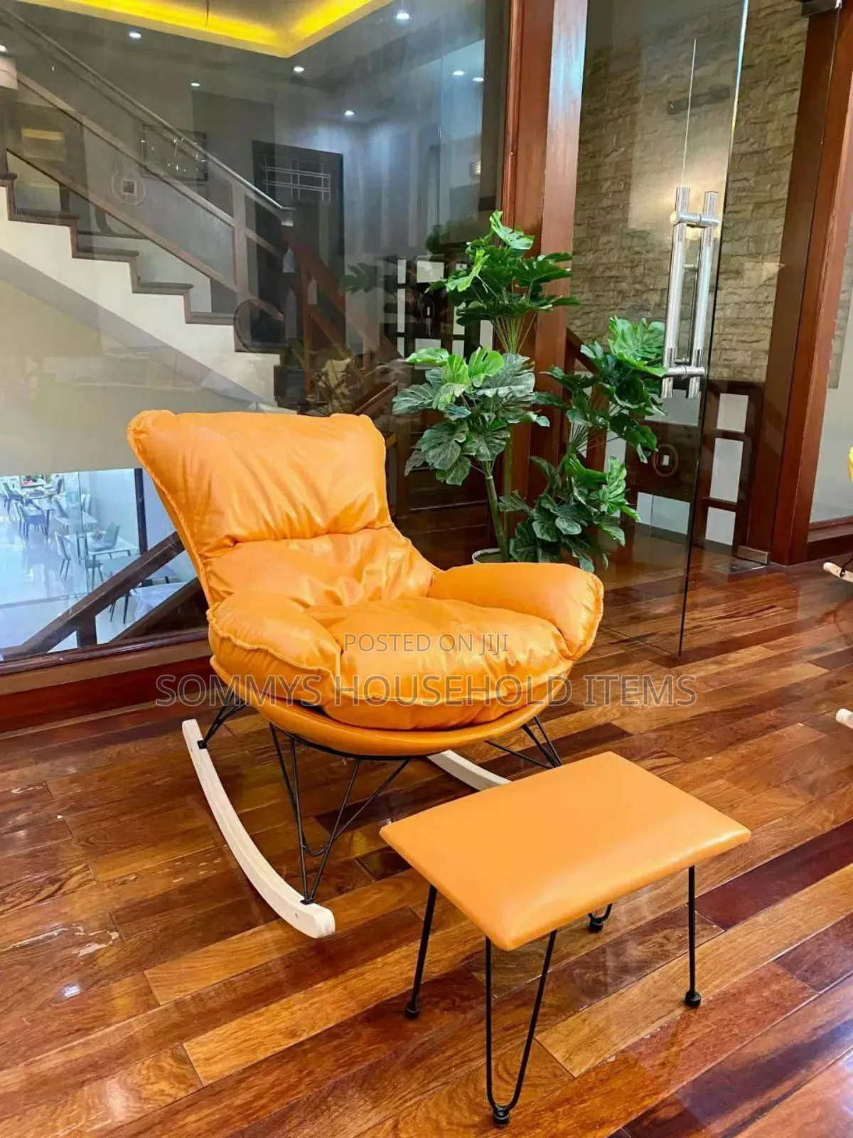 Foldable Rocking Chair With Ottoman Foot Rest