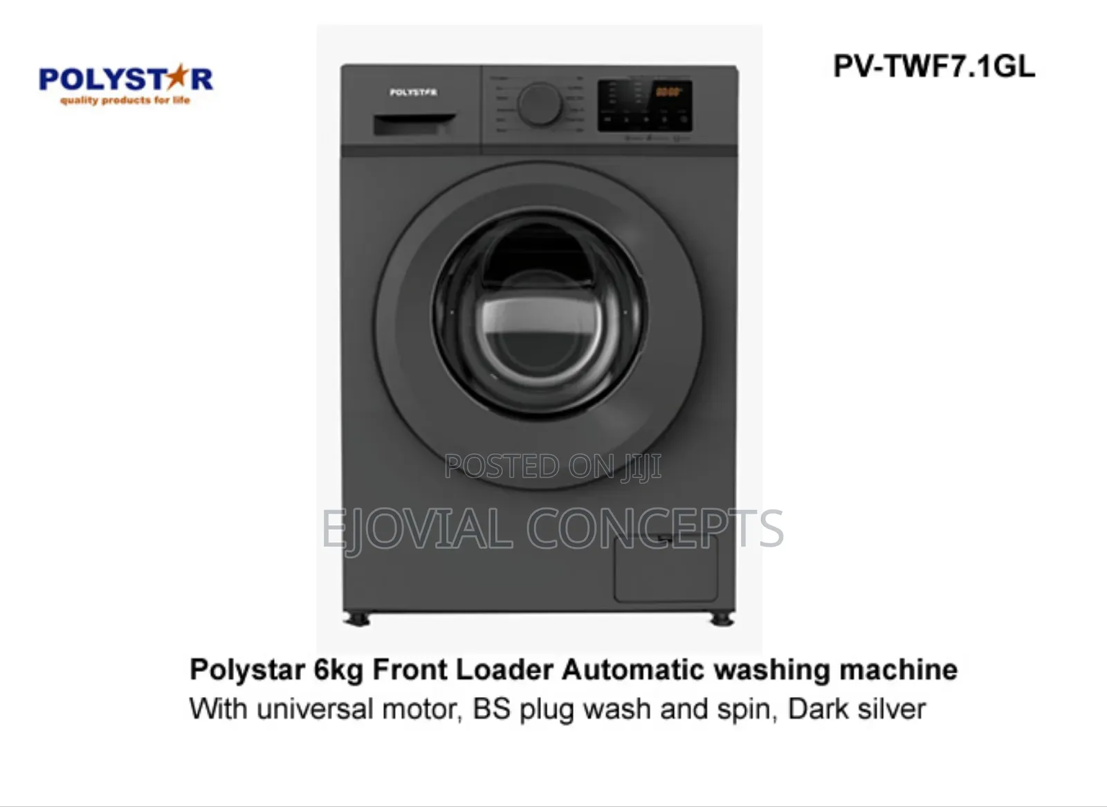Polystar 6kg Front Load Automatic Washing Machine Pv-Twf7.1g