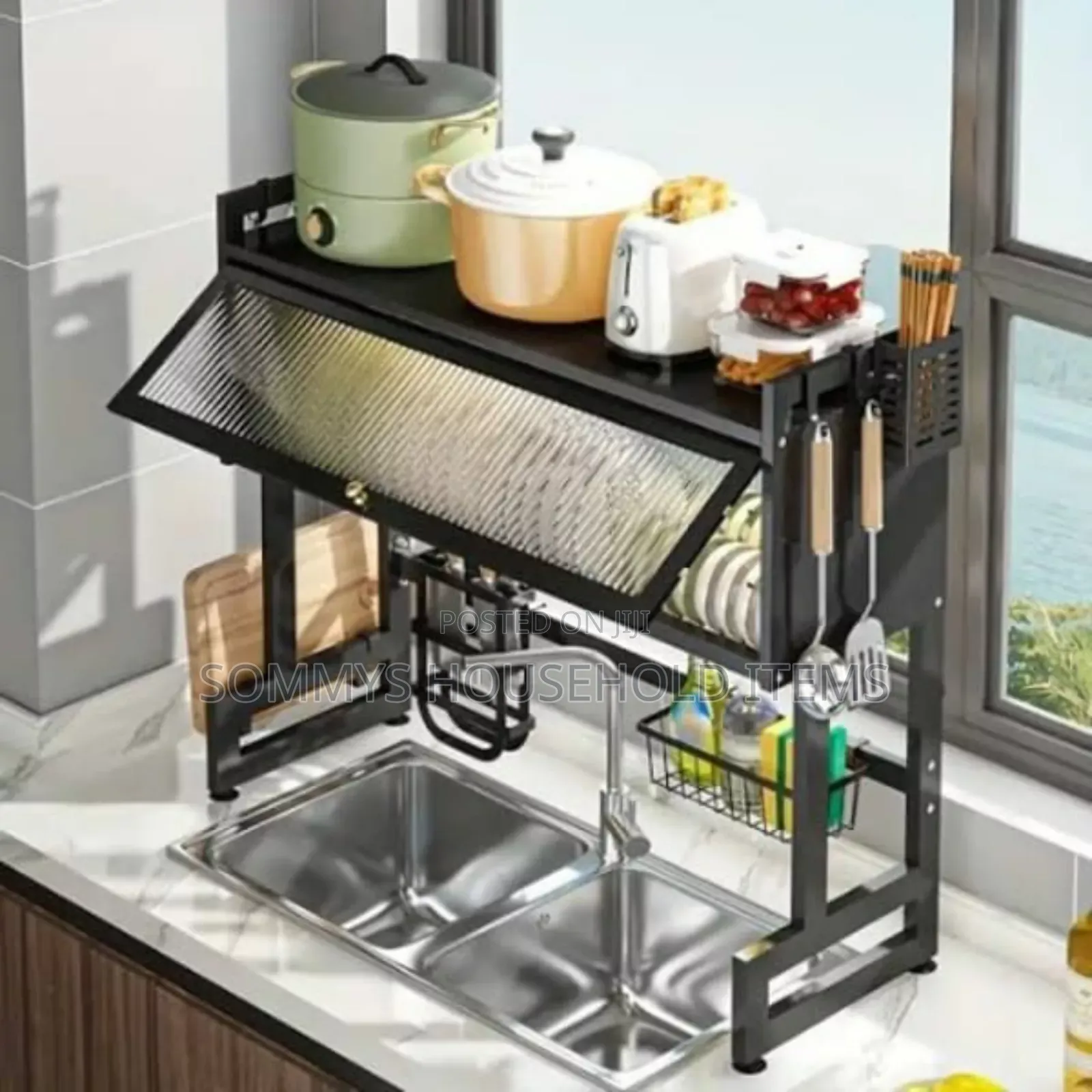 Over the Sink Plate Rack With Glass Cover