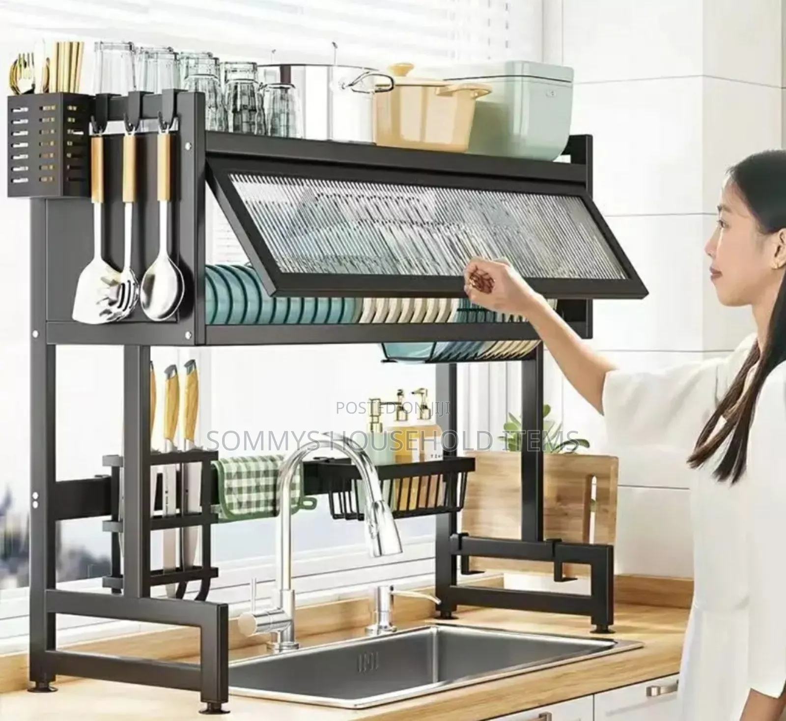 Over the Sink Plate Rack With Glass Cover