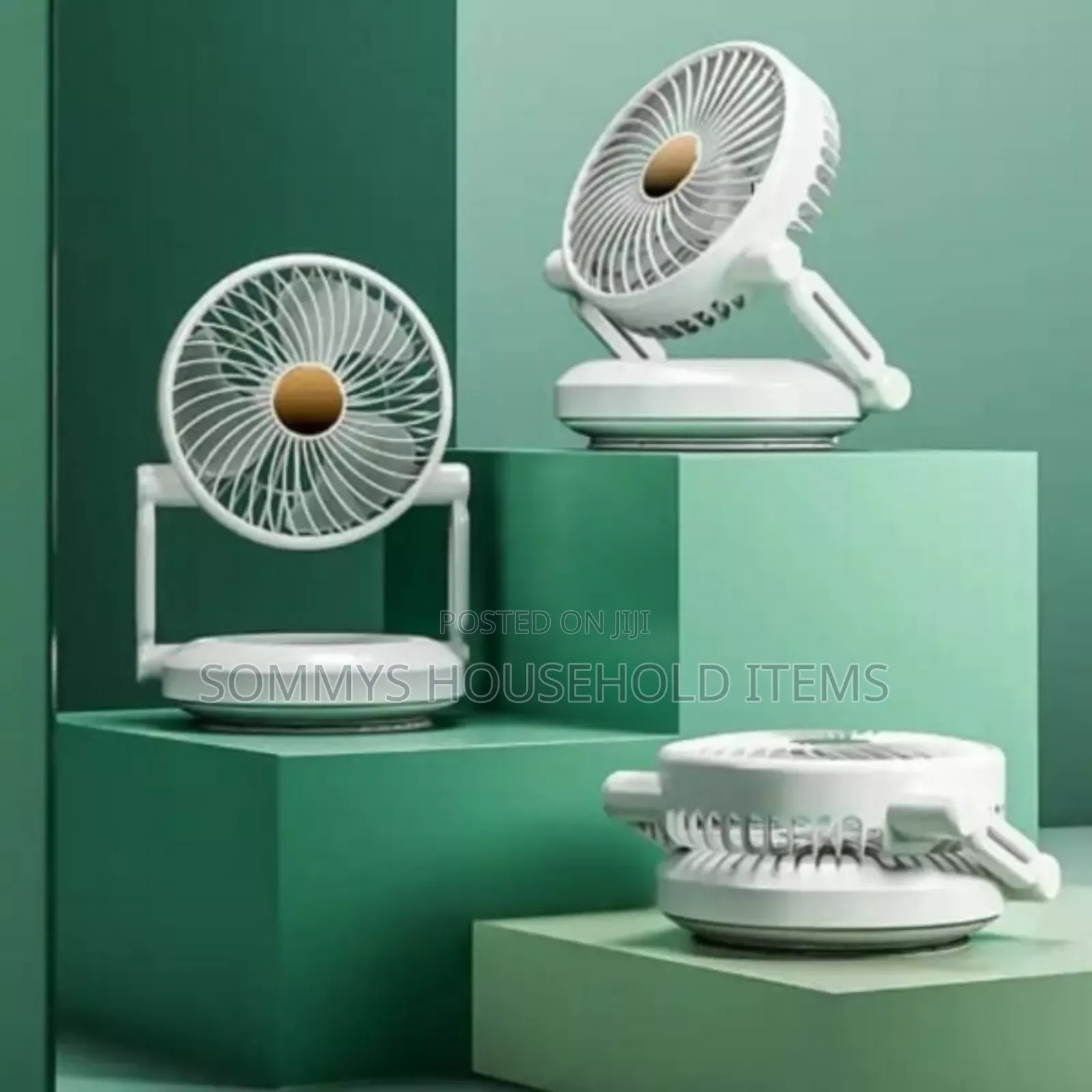 Rechargeable Rotating Desktop Fan With Light