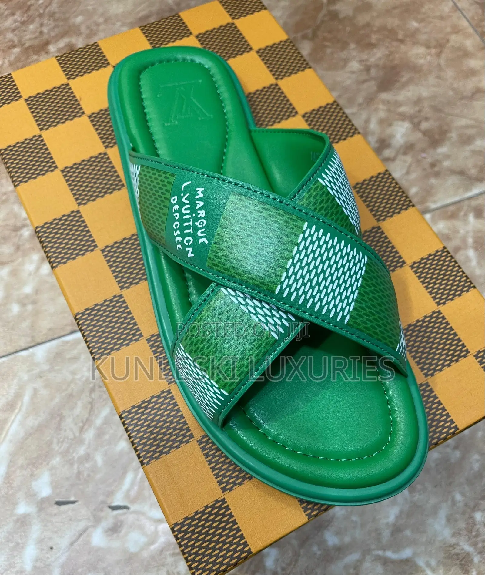Original Louis Vuitton Luxury Leather Slippers