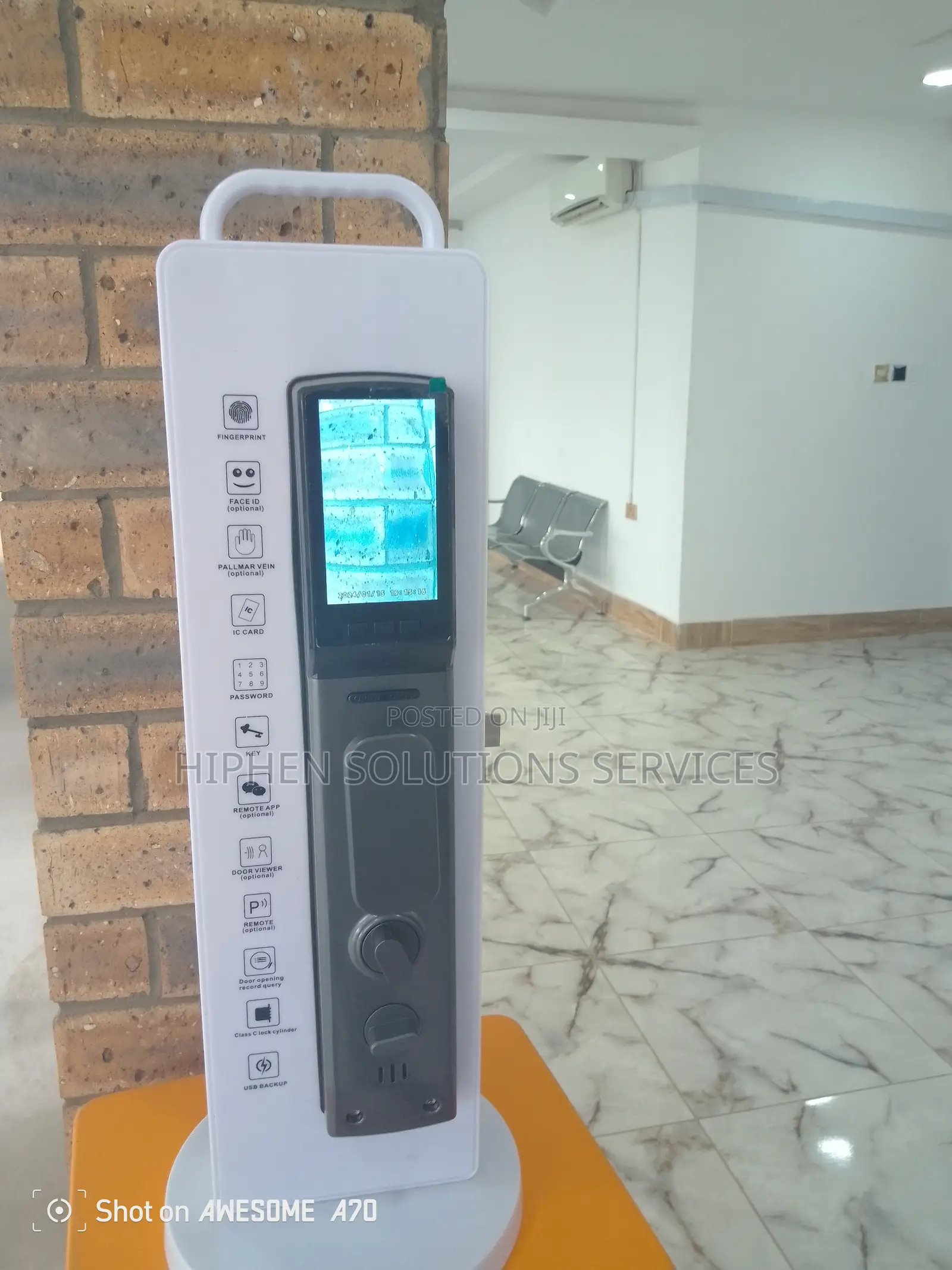 Face Id Door Lock Security Monitor Camera Fingerprint