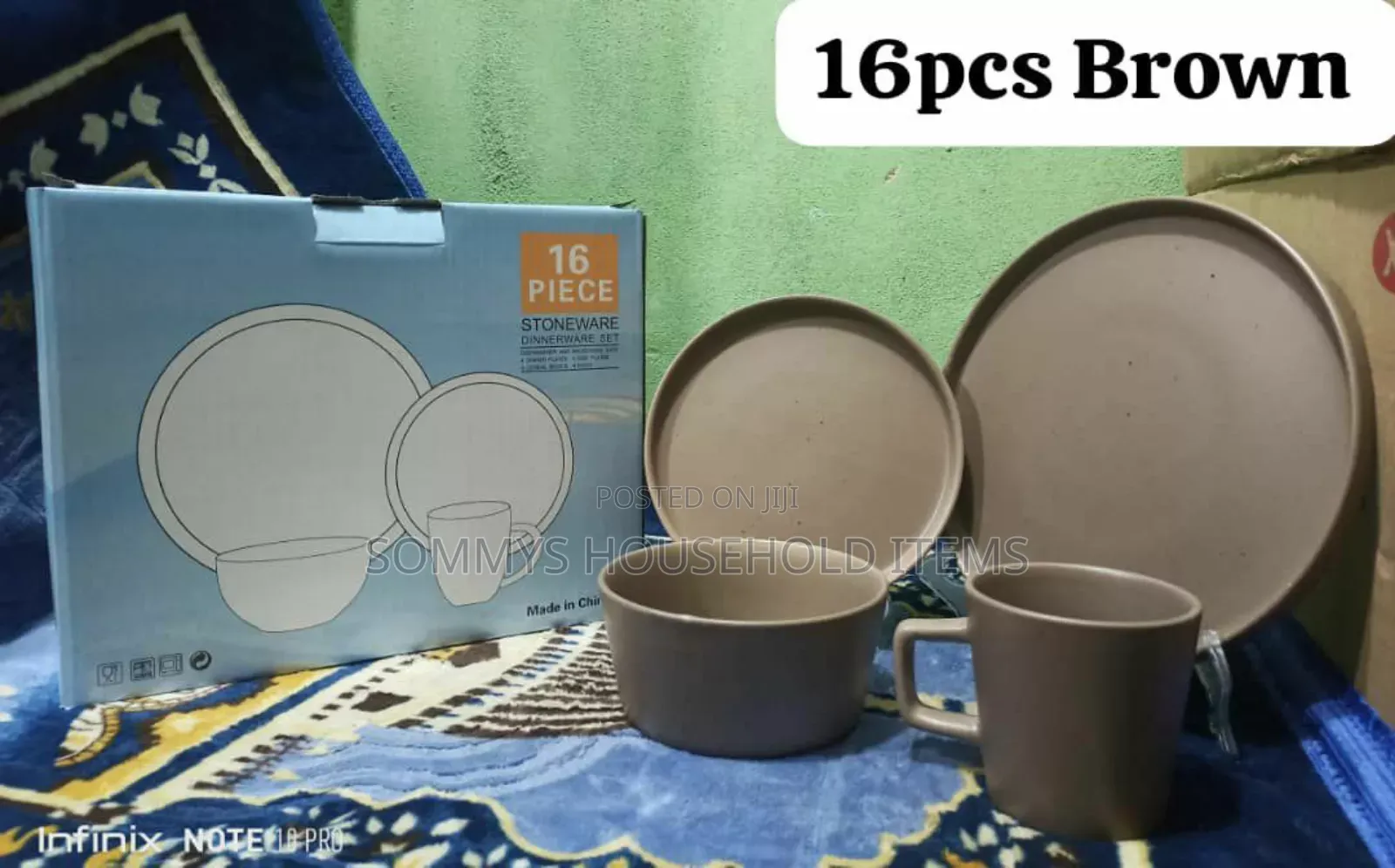 16pcs Stoneware Dinner Set in Brown