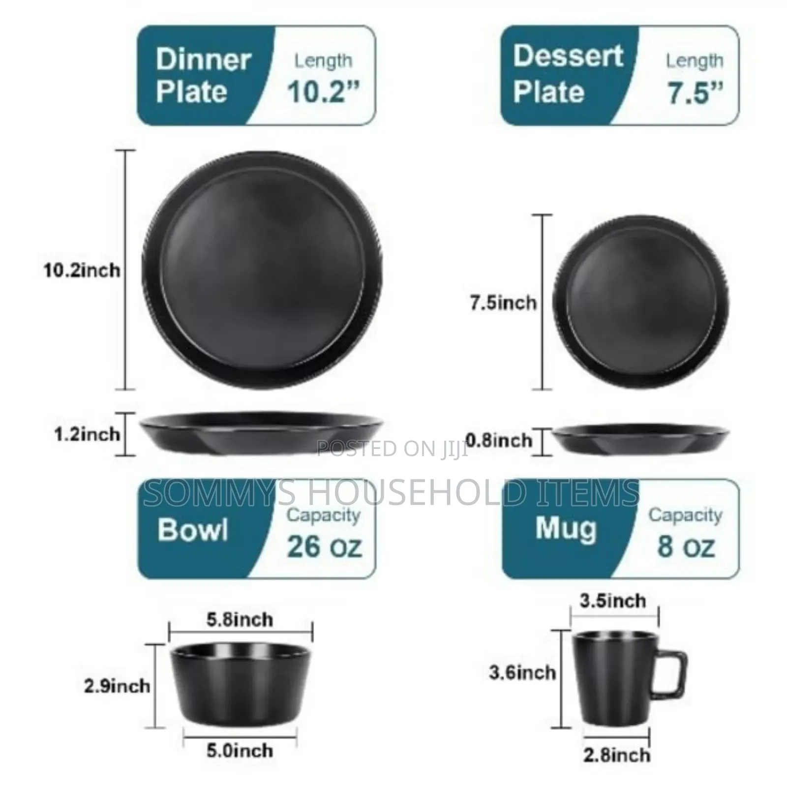 16pcs Stoneware Dinner Set Plates