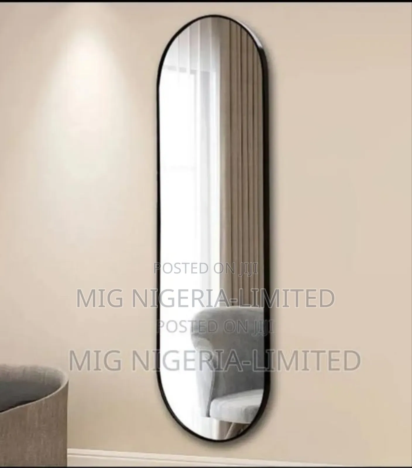 Oval Full Length Wall Long Mirror With Frame 140cmx150cm