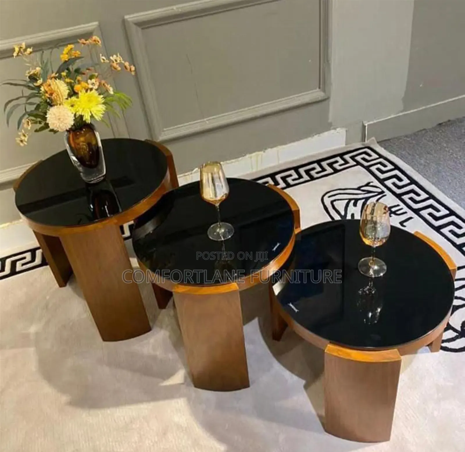 Three in One Wood and Glass Top Table