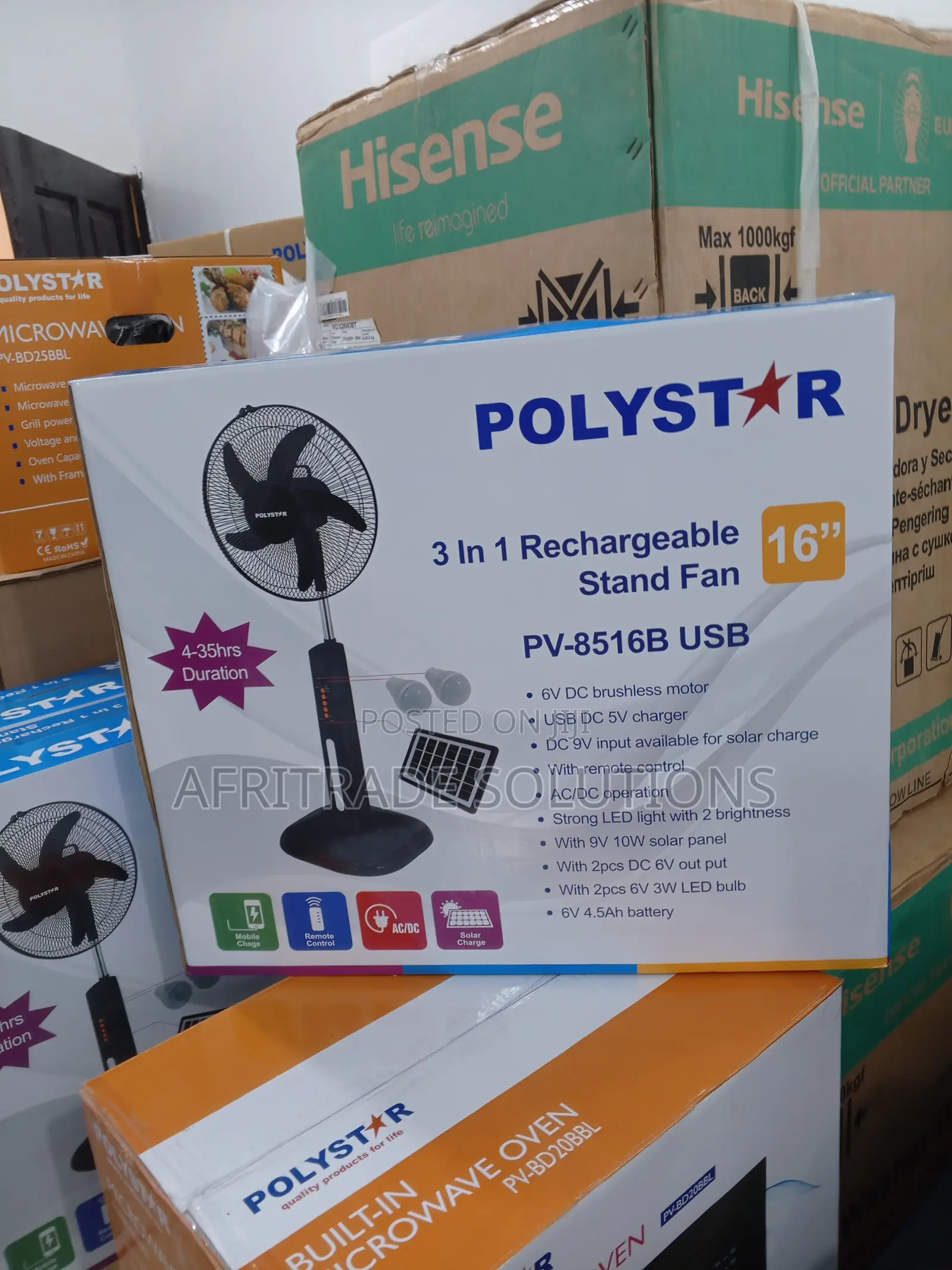 Polystar 3 in 1 Rechargeable Fan 16 Inches