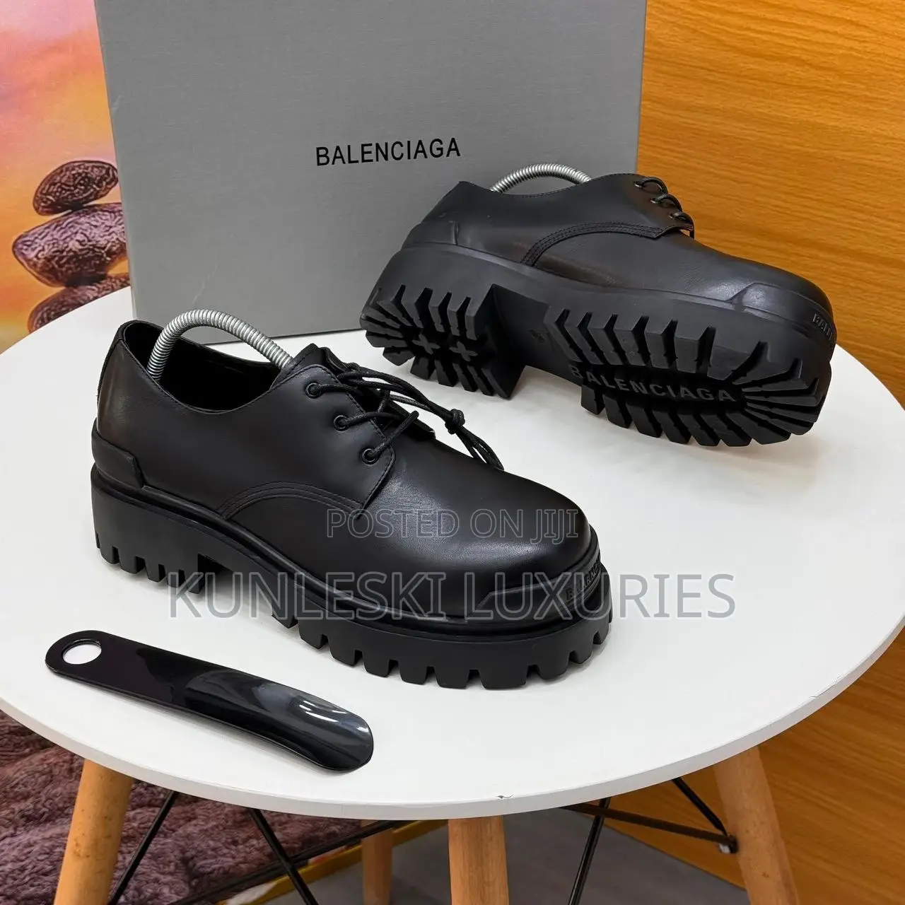 Original Balenciaga Black Chunky Sole Lace Up Shoe for Men