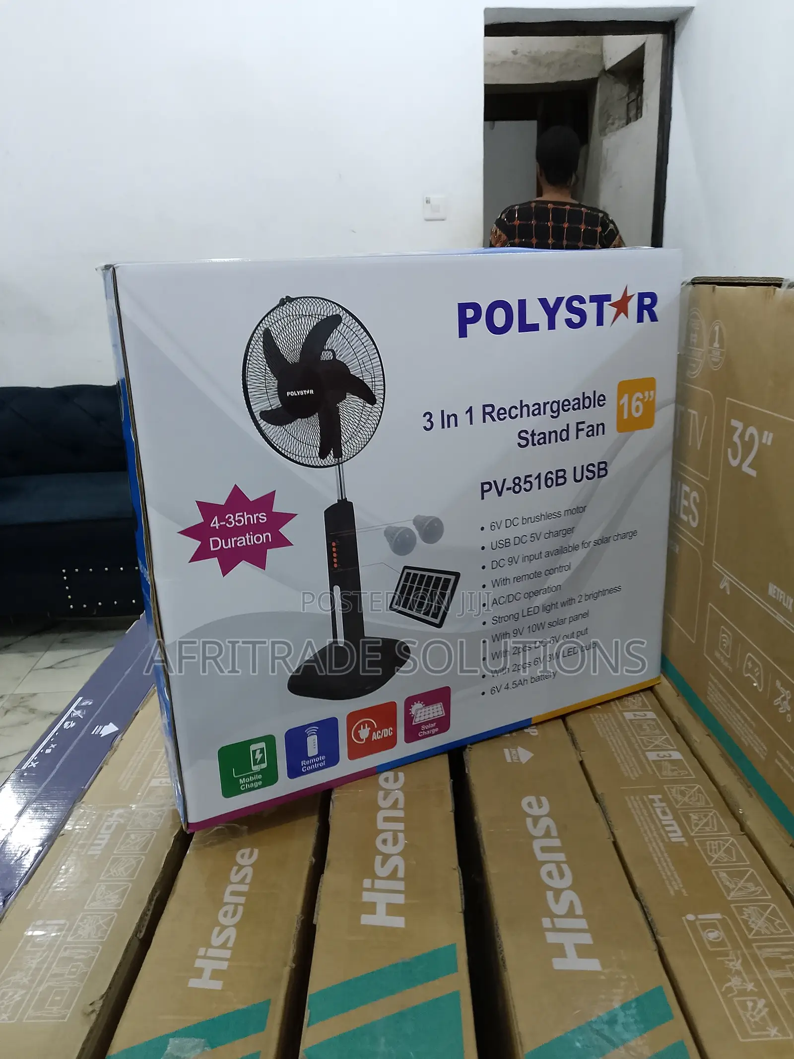 Valuable 16 Inches Rechargeable Polystar Fan