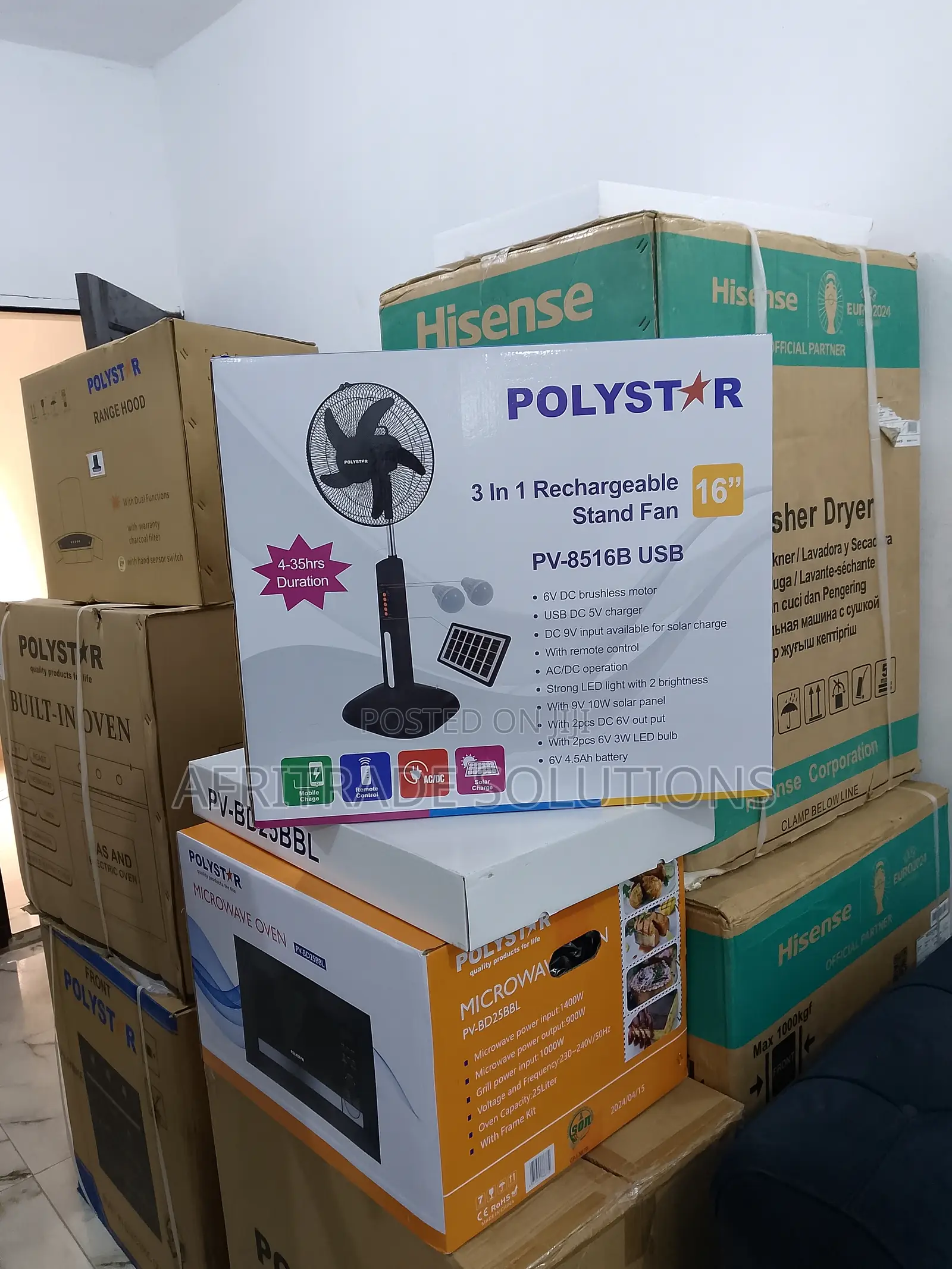 Polystar 16" Rechargeable Fan- Five Speed Blade