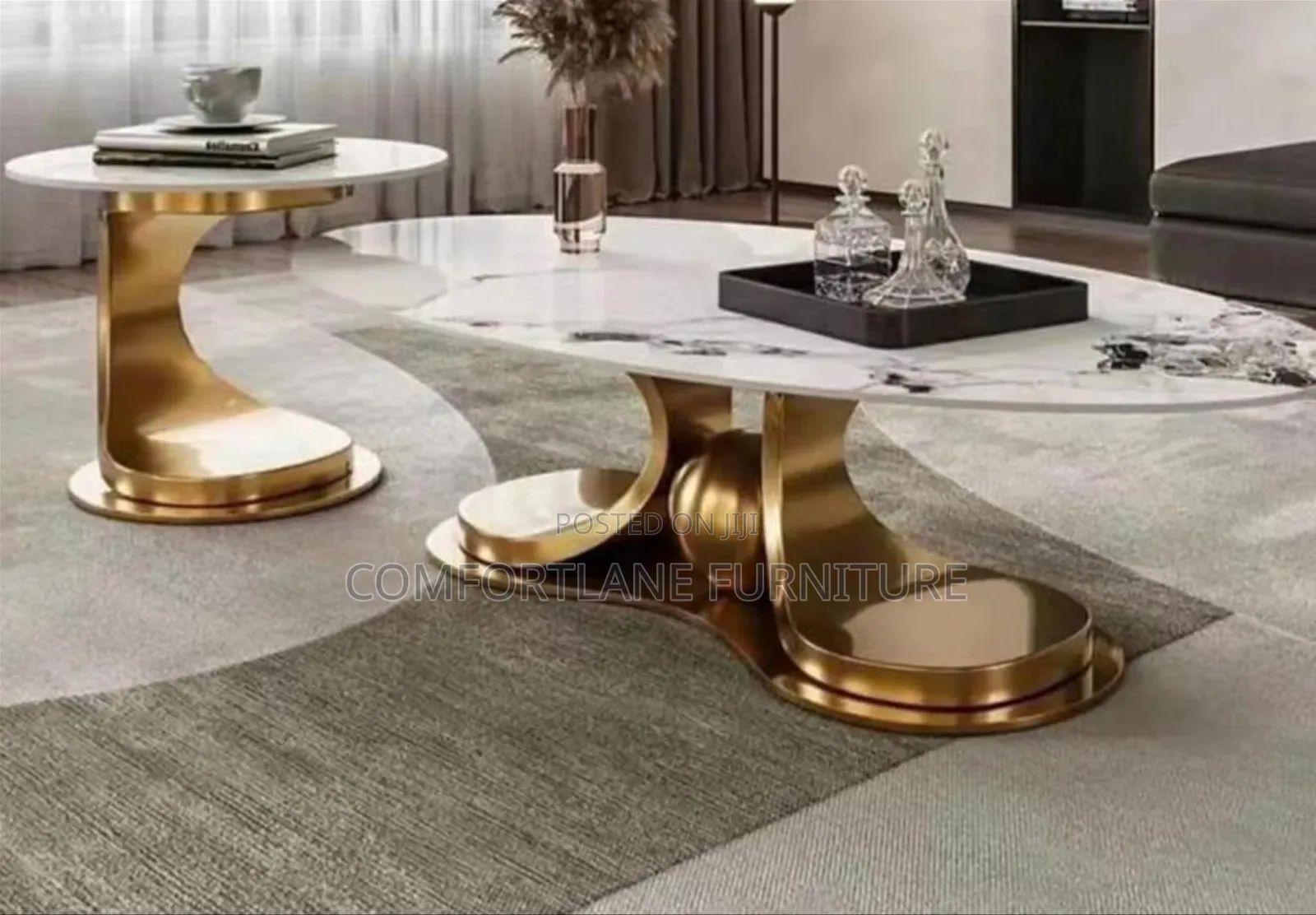 Contemporary Marble Centre Table With Side Stool