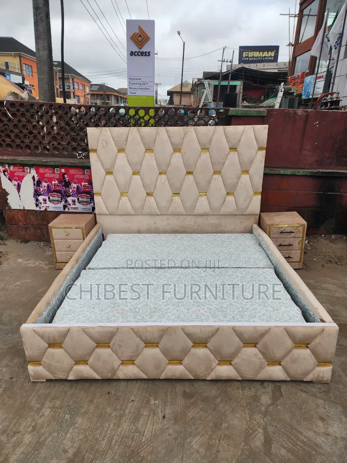 Quality 6by6 Upholstery Padded Bed Frame With Two Bed Sides