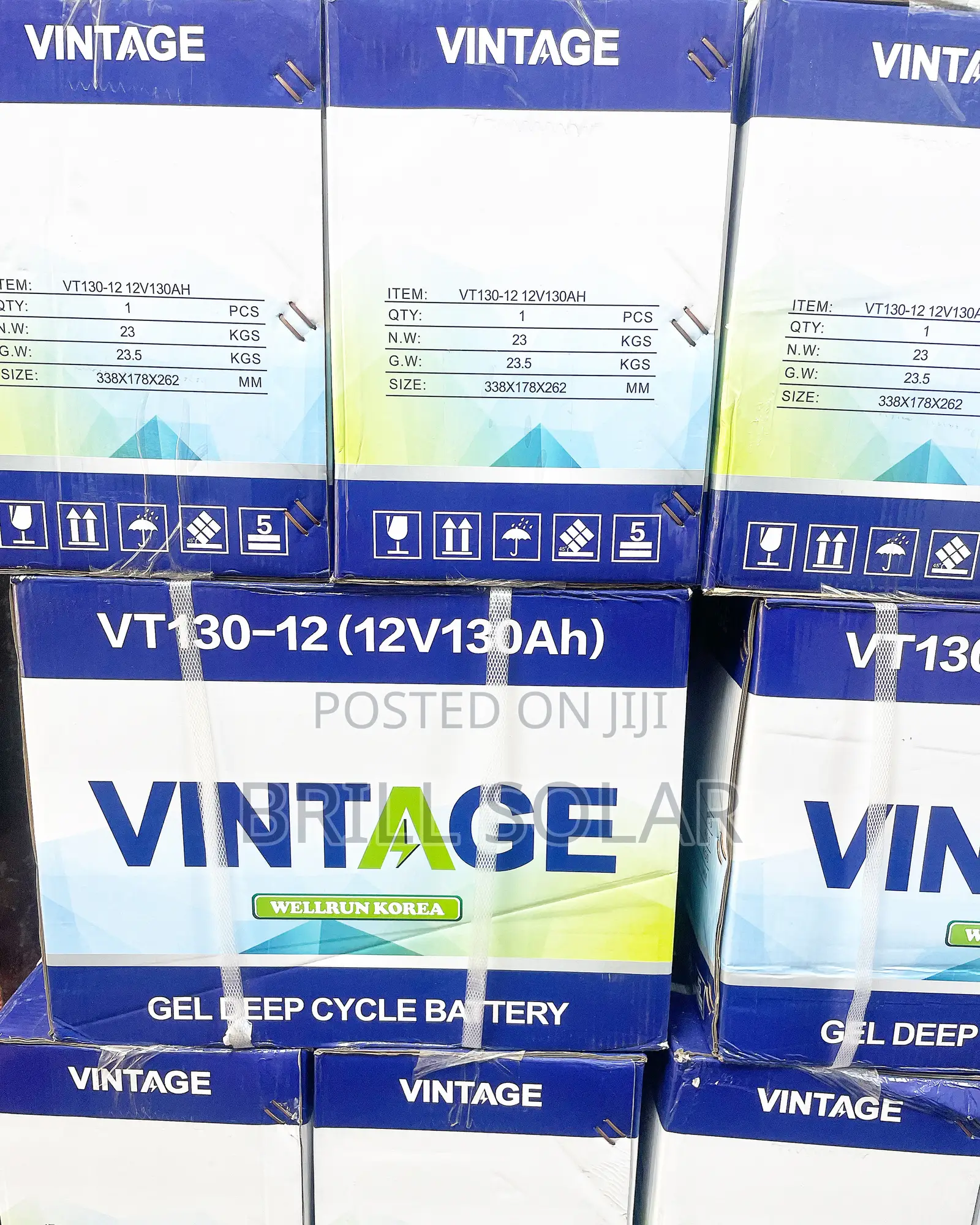 12v-130ah Vintage Solar Gel Battery