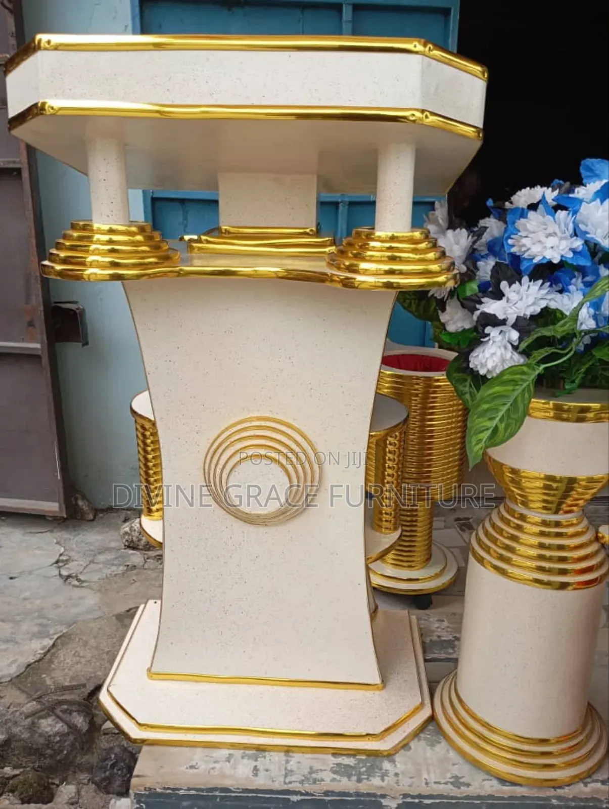 Modern Church Pulpit With Flower Vase