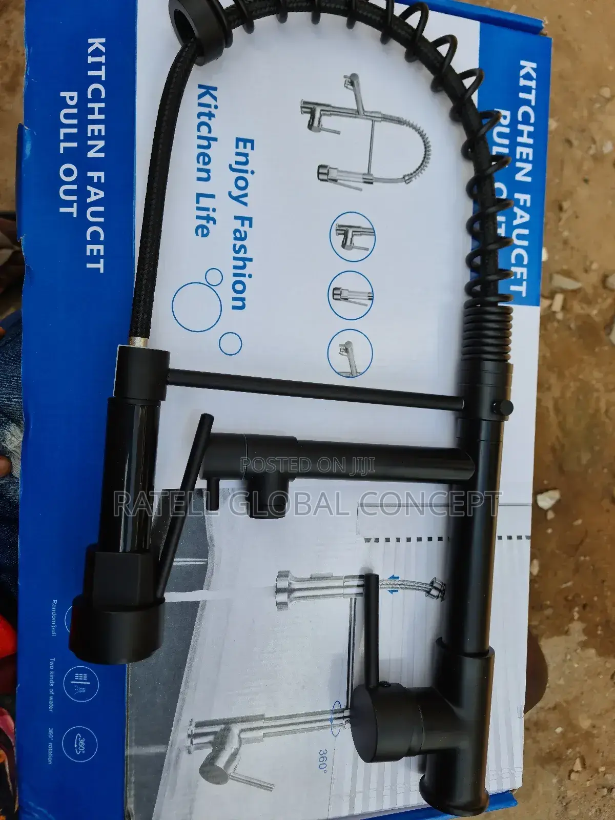 Black Kitchen Sink Tap Mixer (Spring Tap)