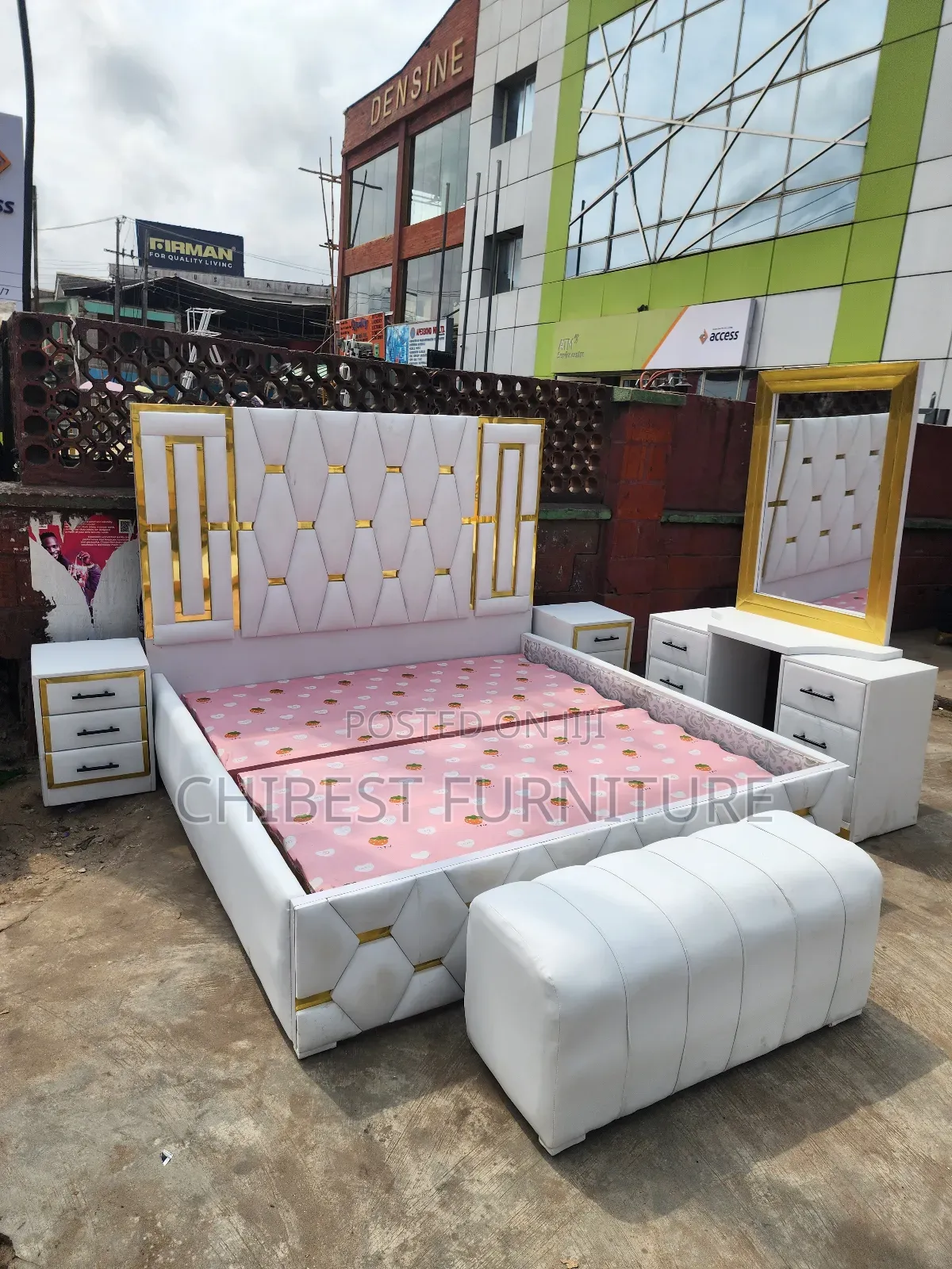 6by6 Complete Set of Leather Upholstery Padded Bed Frame