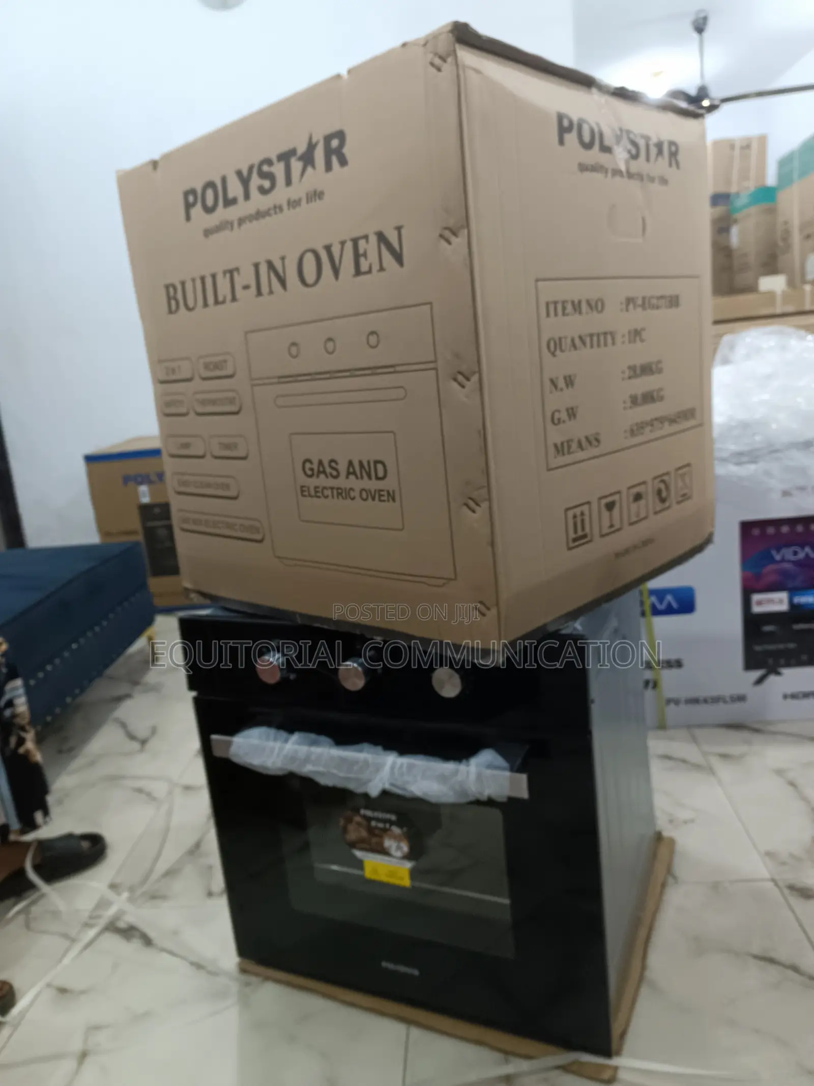 Polystar 65liters Electric Gas Built- In Oven Black