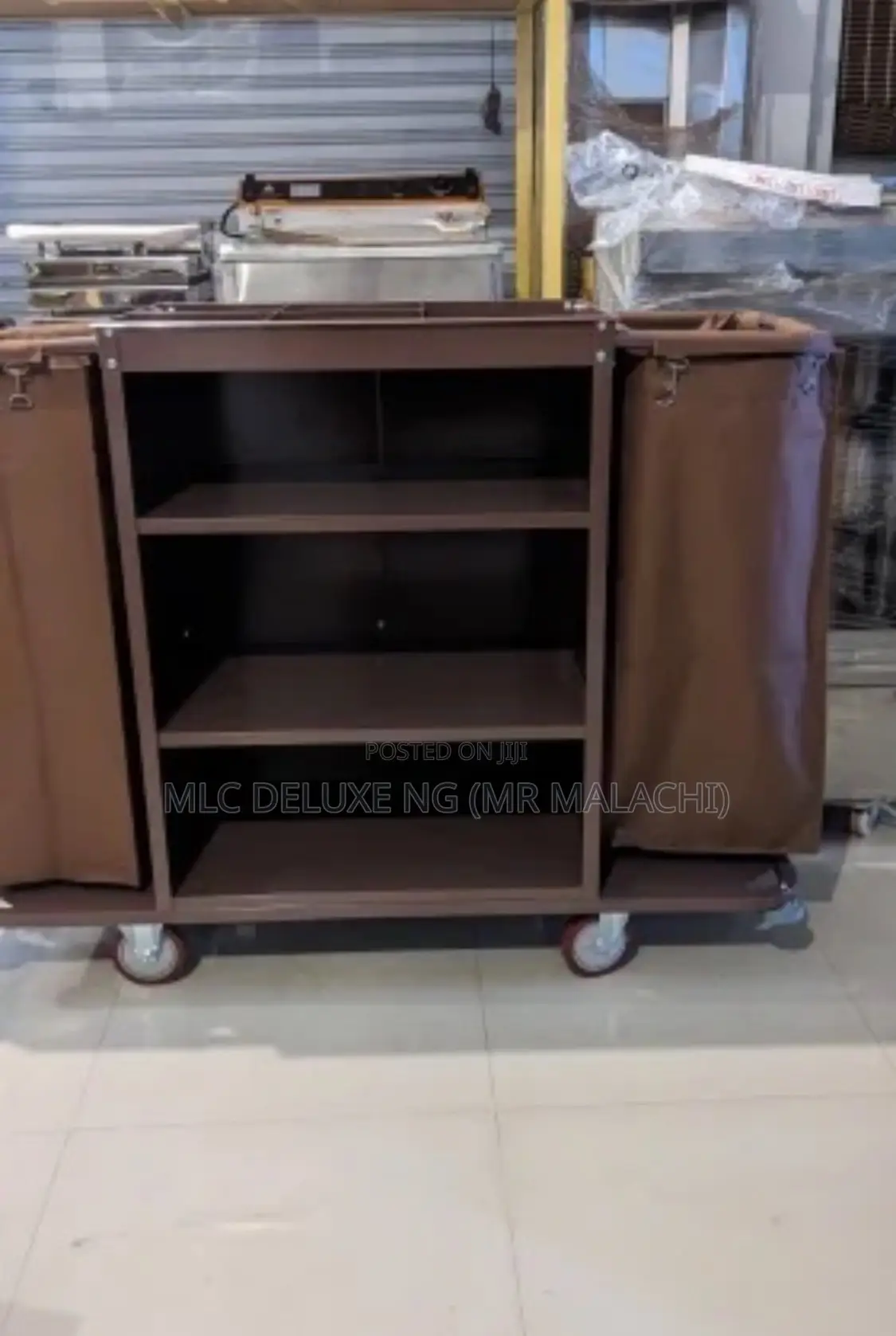 (Brown) Utility Laundry Housekeeping Trolley / Laundry Cart
