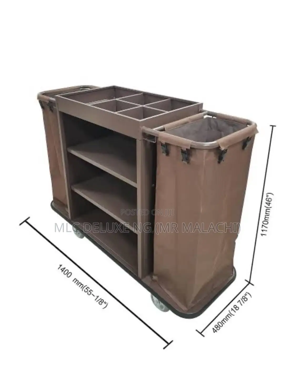 Brown Color Bag Hotel / Housekeeping Utility Cart (Laundry)
