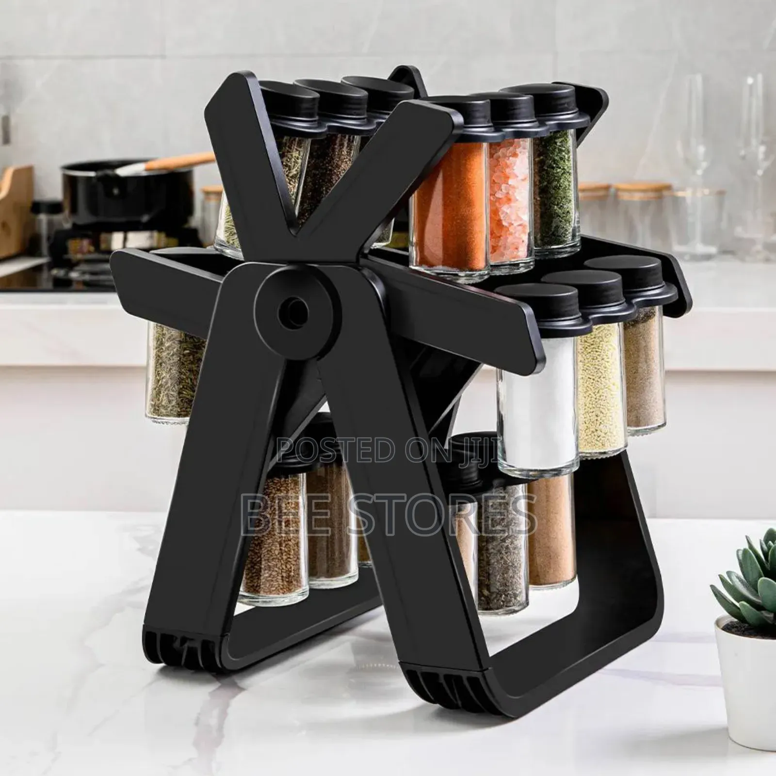18pcs Jars With Rotating Spice Rack Set