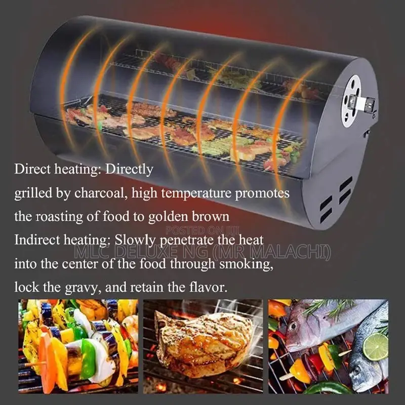 Outdoor Charcoal Barbecue Grill (Drum Type)Black BBQ Griller