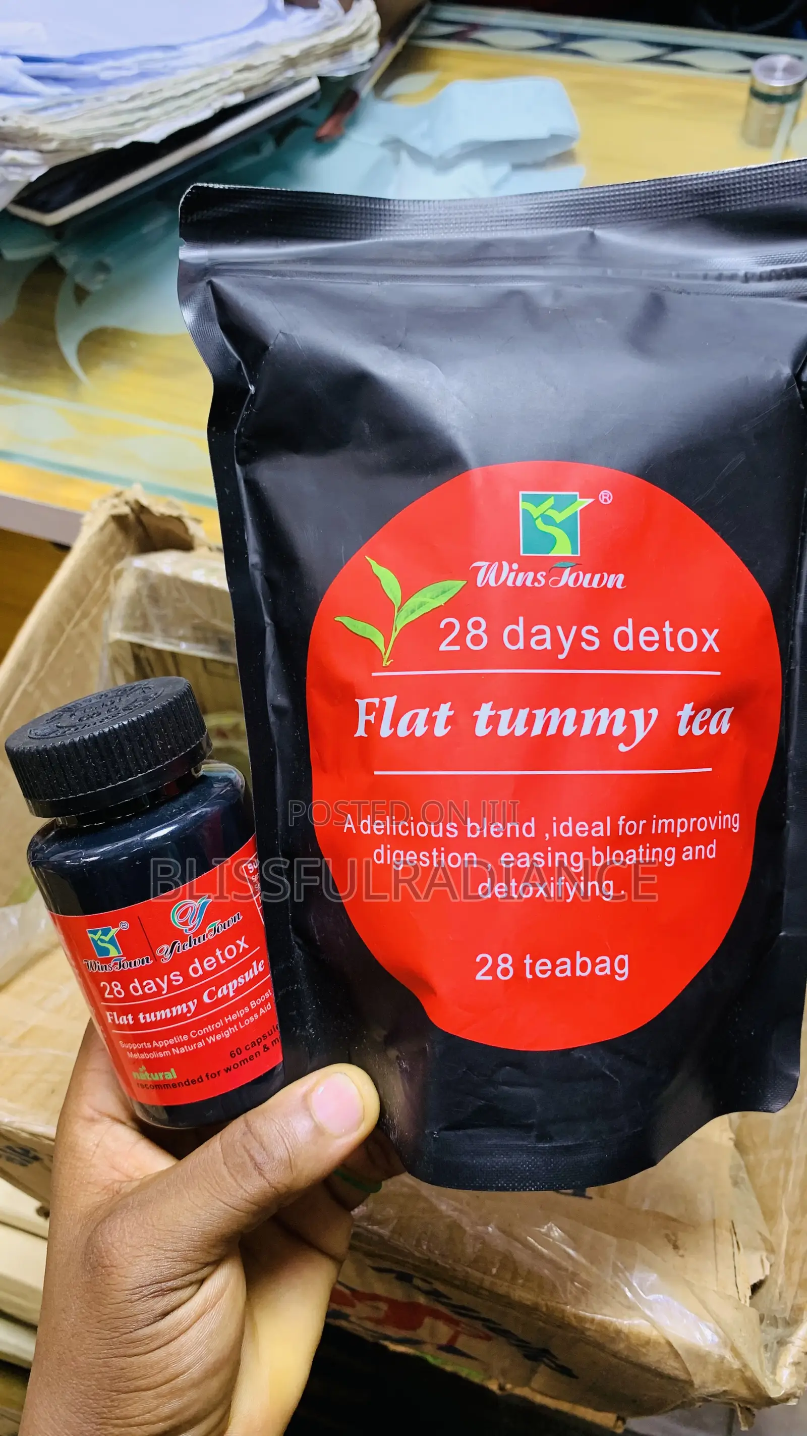 WINS TOWN 28days Detox Flat Tummy Tea and Capsules