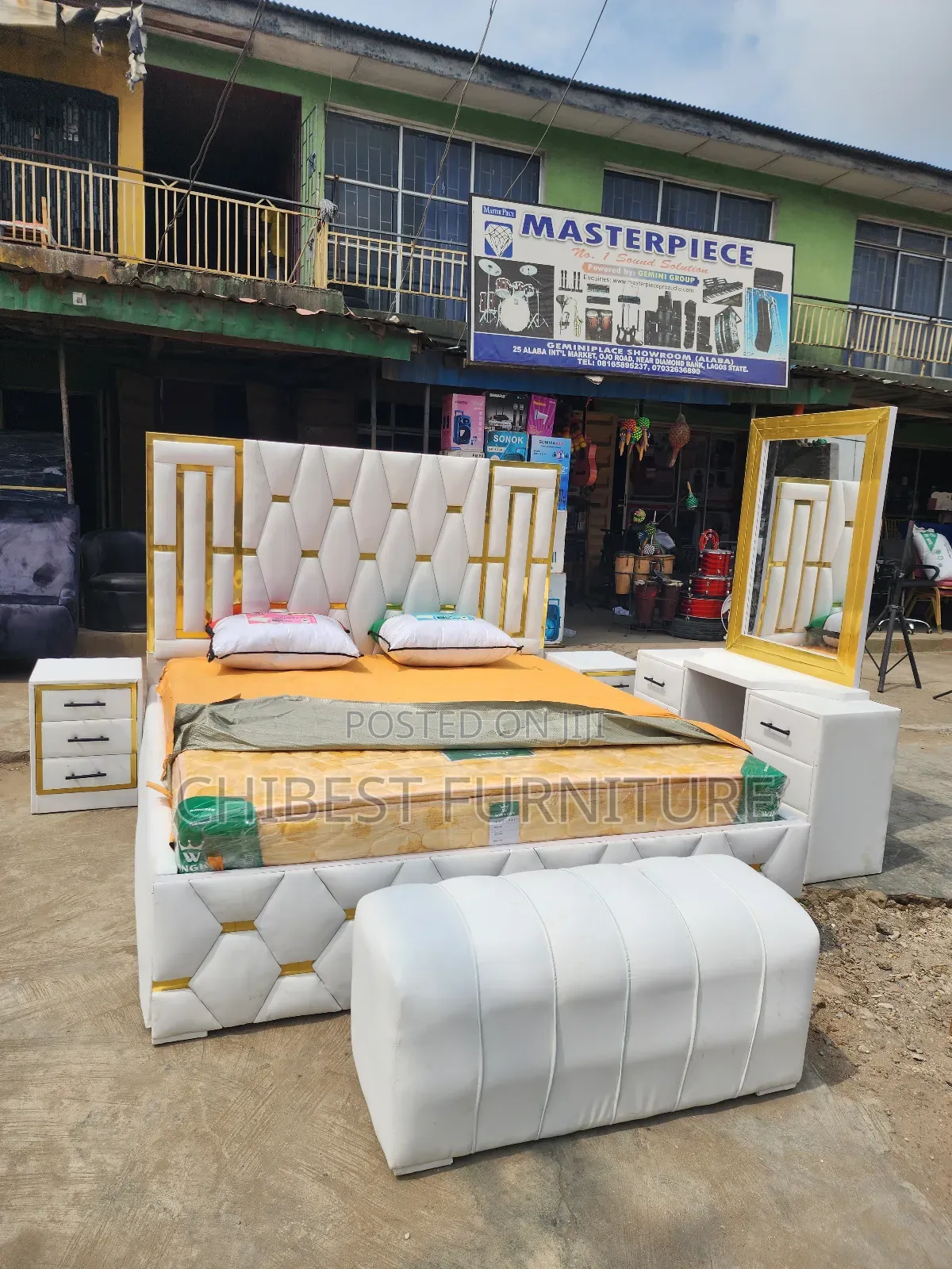 6by6 Complete Set of Leather Upholstery Padded Bed Frame