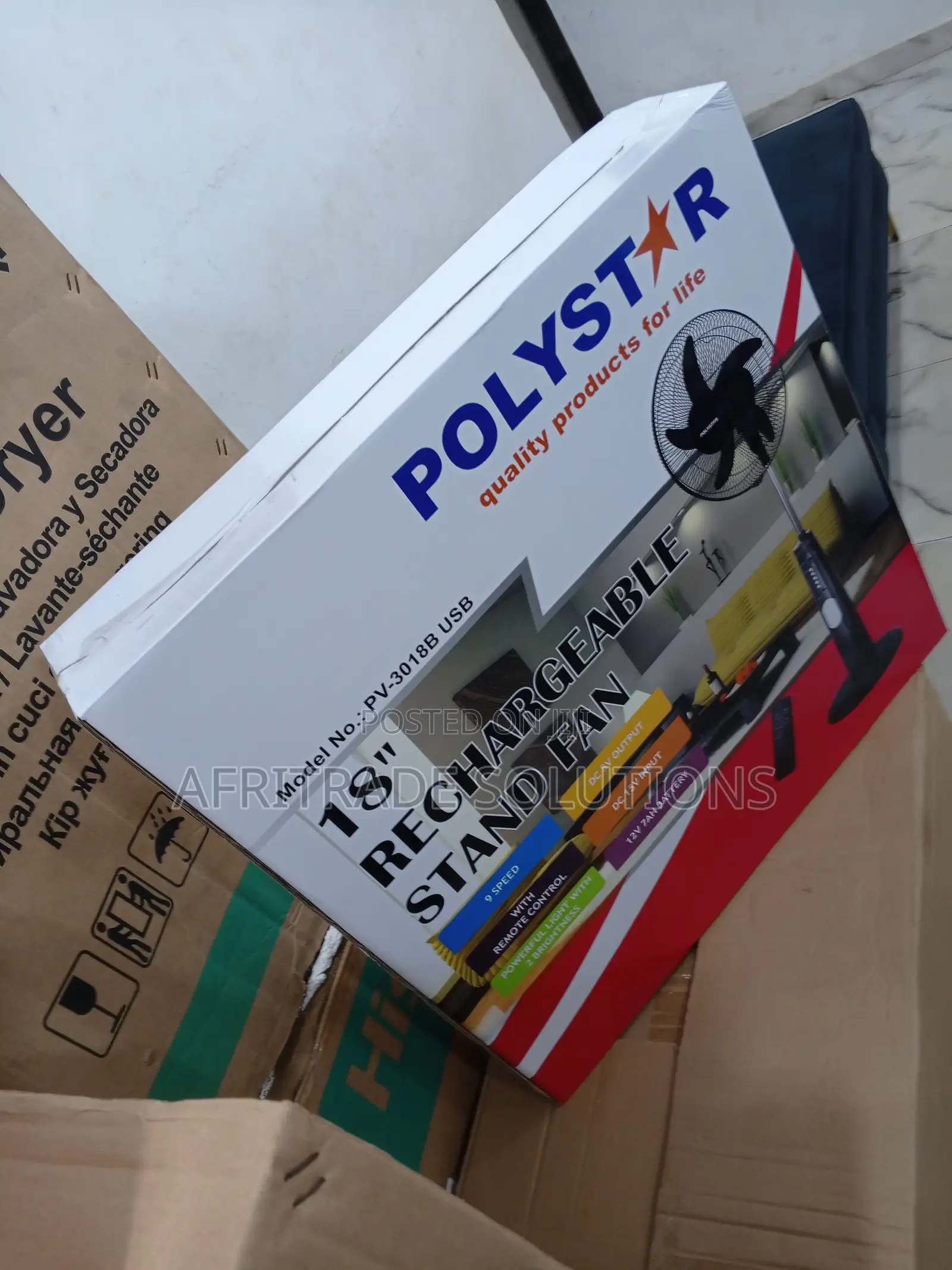 Polystar 18” Rechargeable Stand Fan With Remote