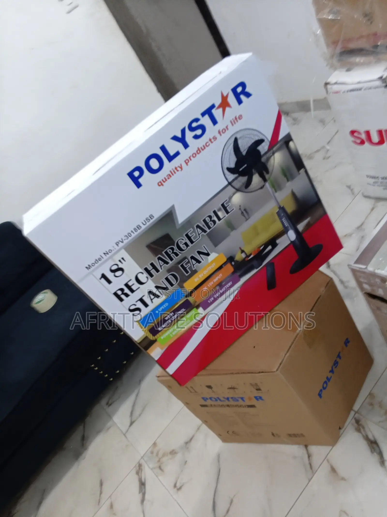 Efficient Polystar 18 Inches Pv-3018b Rechargeable Fan