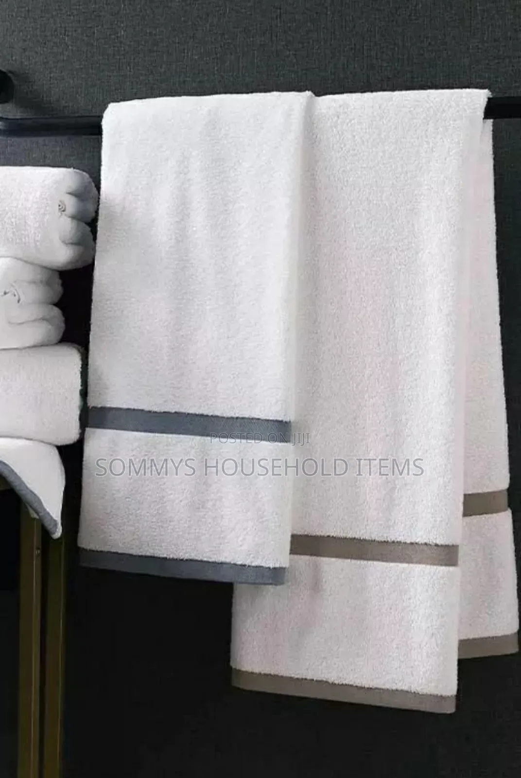 2in1 High Quality White Towel With Colour Edge