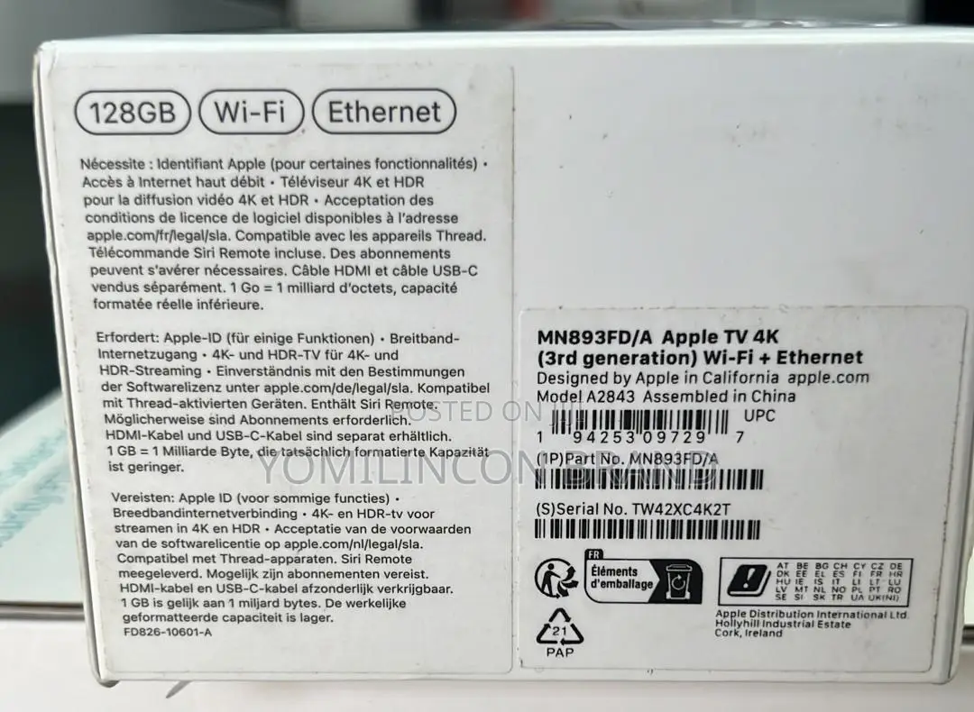Apple 2022 Apple TV Wi‐Fi,Ethernet 128GB Storage 3rd Gen