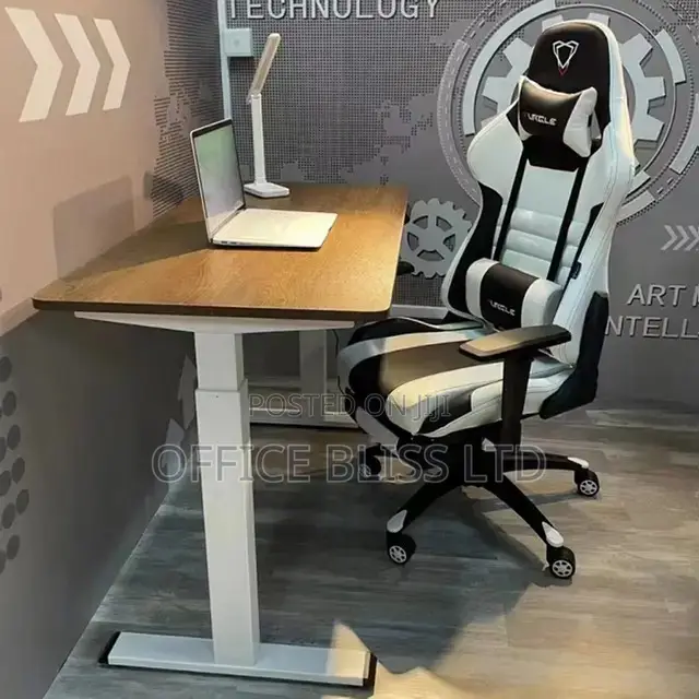 Eletric Adjustable Table GM Chair- BROWN WOODEN TOP