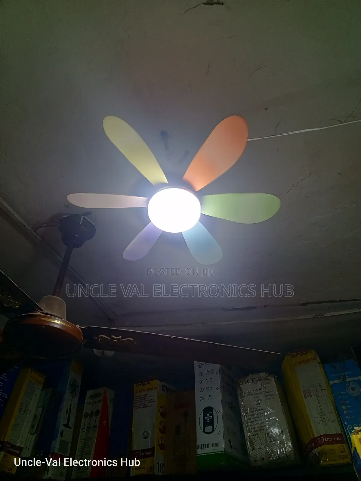 Flower Short-Blade Fan With Light