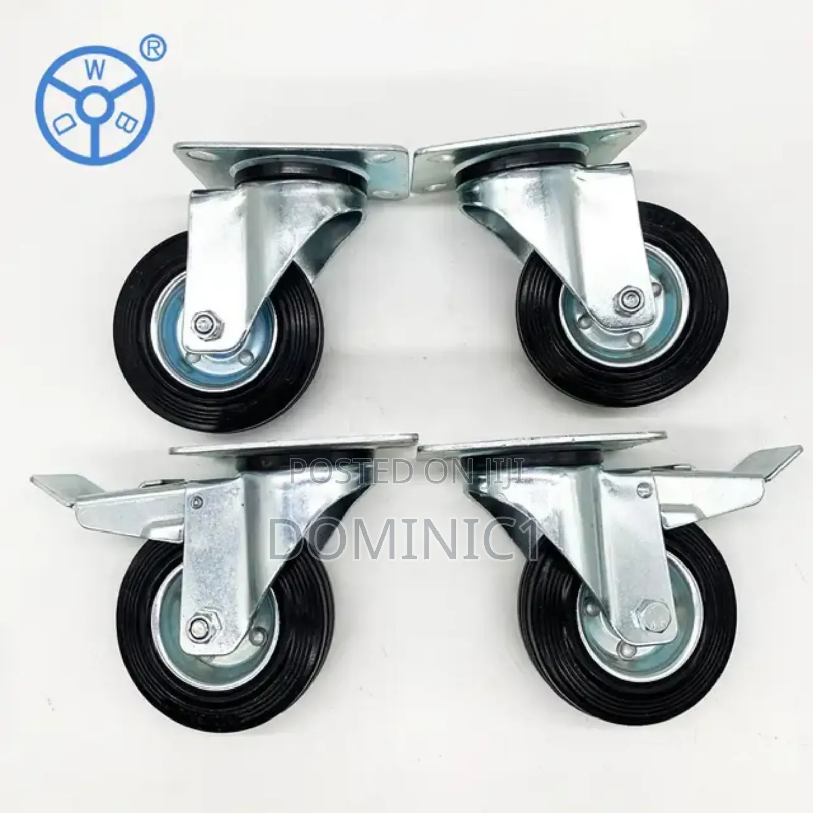 Rubber Castor Wheel 6 Inches White Brake
