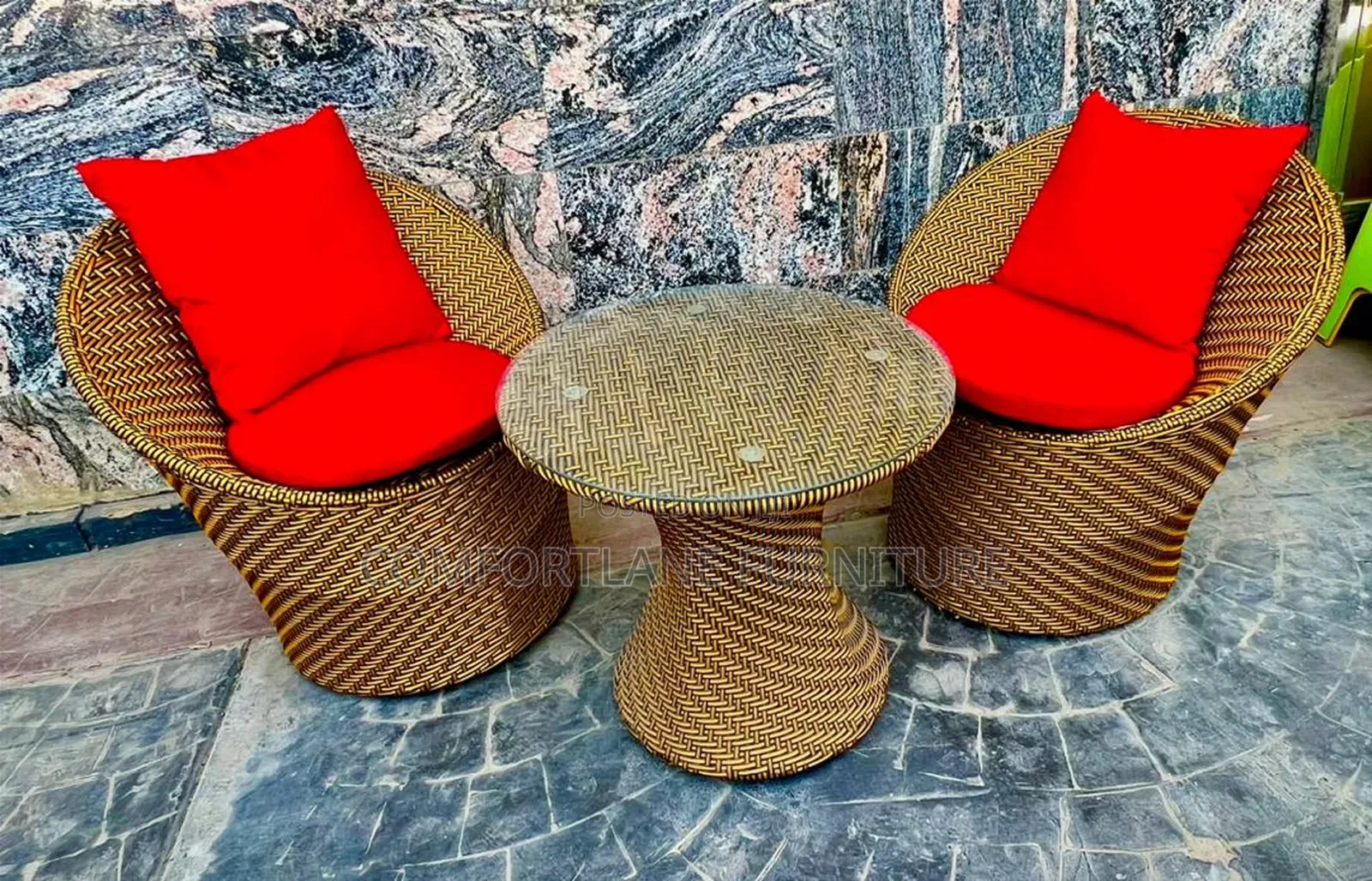 Outdoor Set of Table and Two Chairs