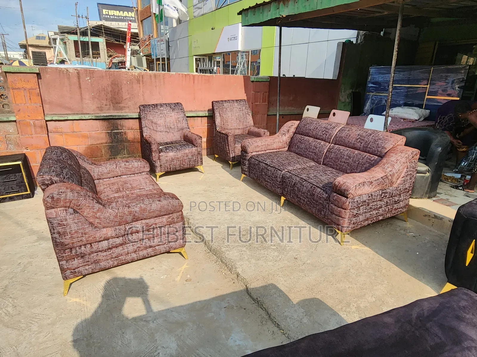 Complete Set of 7 Seaters Upholstery Padded Sofa Chair