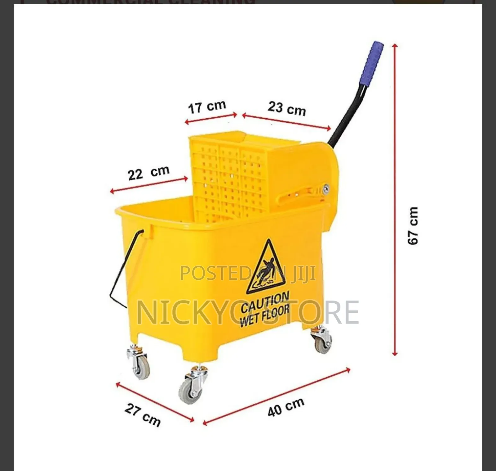 20L Two Chambers Cleaning Mop Bucket With 4 Wheels Wringer
